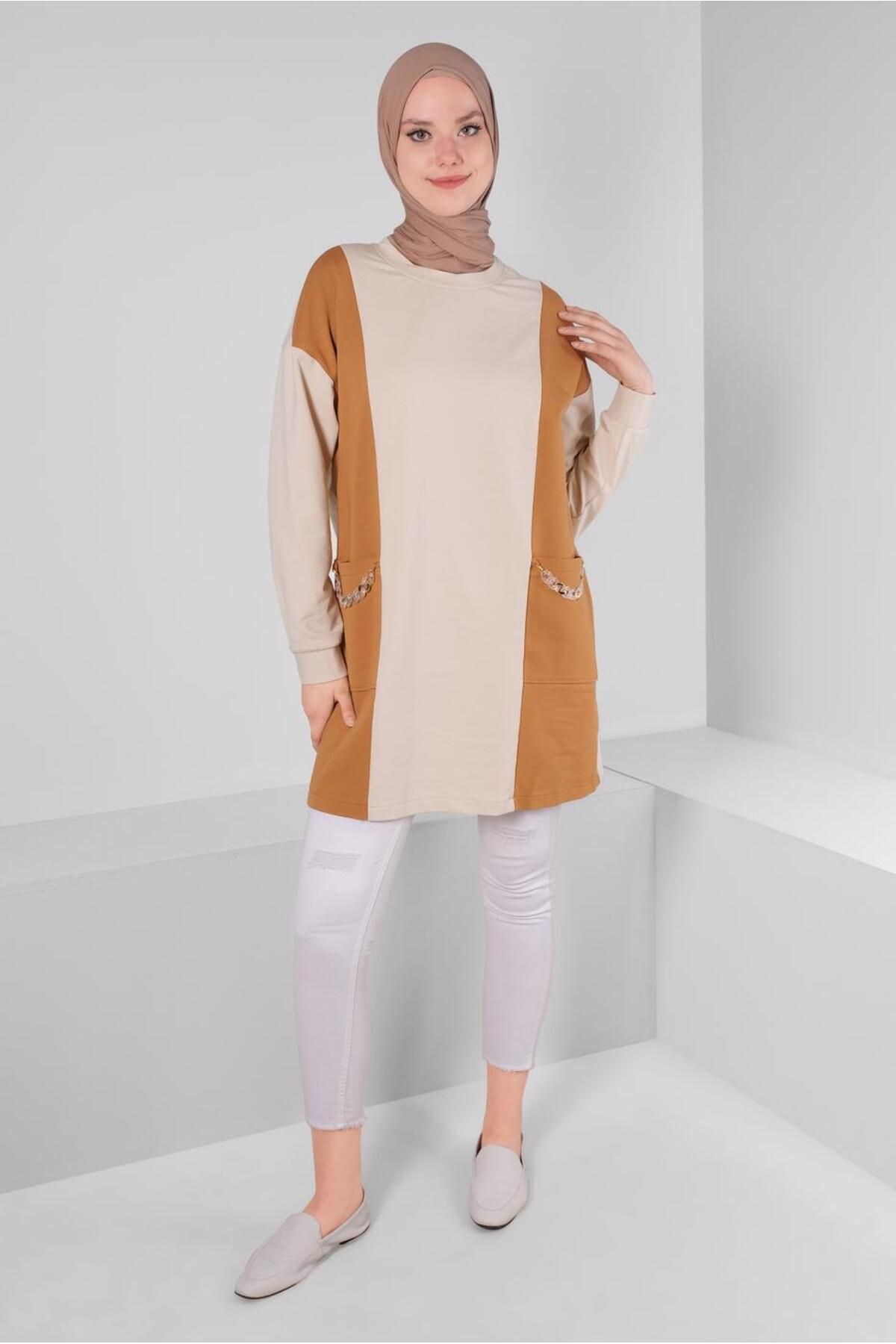 تونیک لباس ورزشی با زنجیره بلوکی رنگی 43561 Alvina
