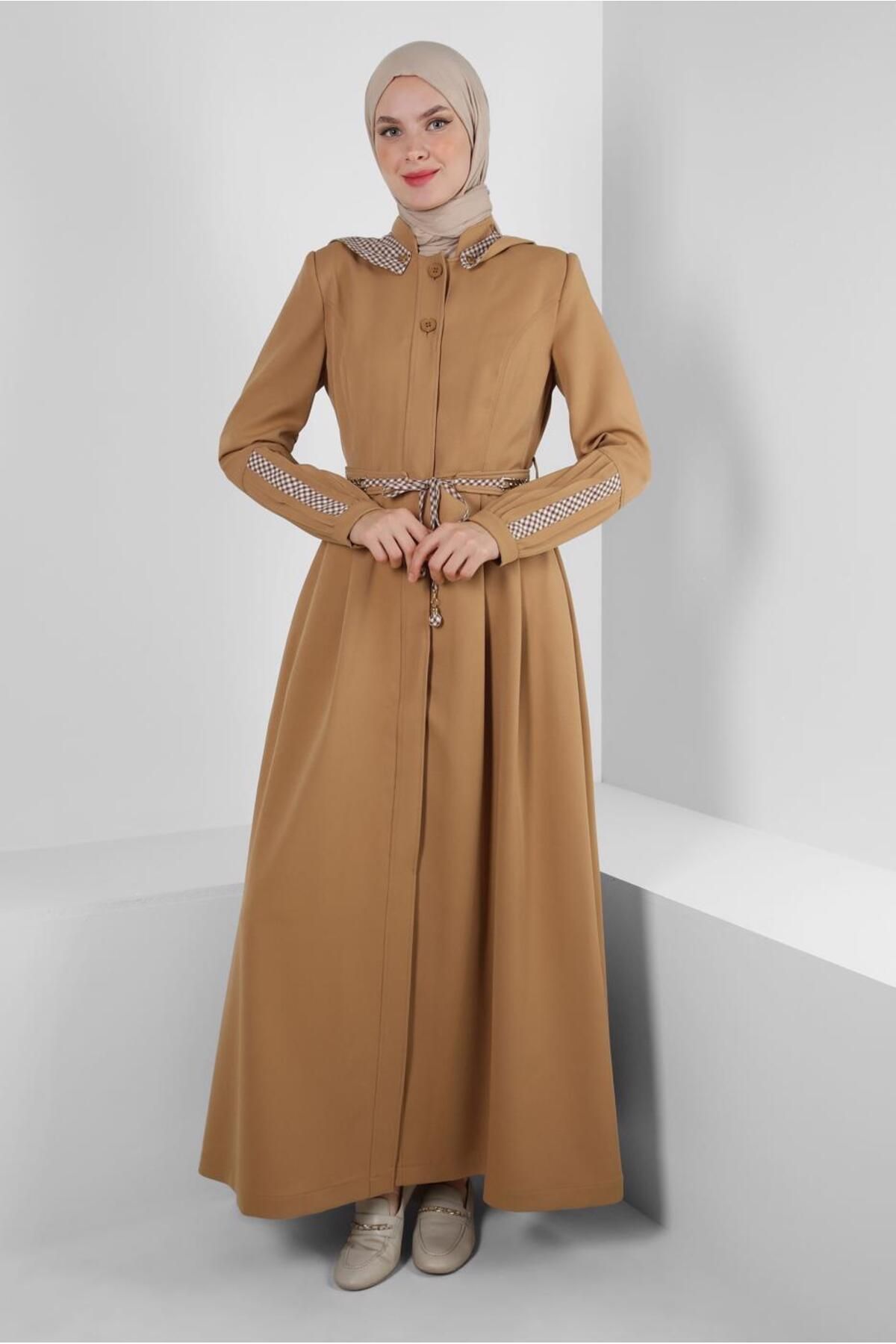 کت کمربند کلاهدار 10759 Alvina