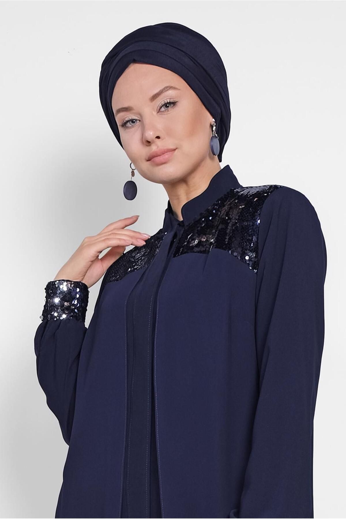 عبای پولک دار با شانه و مچ 8322 Alvina