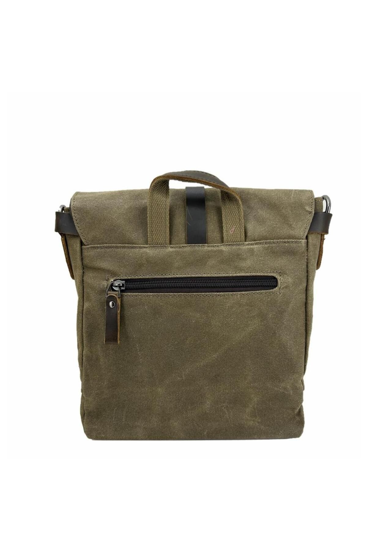 ÇÇS-Ççs 31487 - Khaki Waxed Canvas Retro Shoulder Bag 3