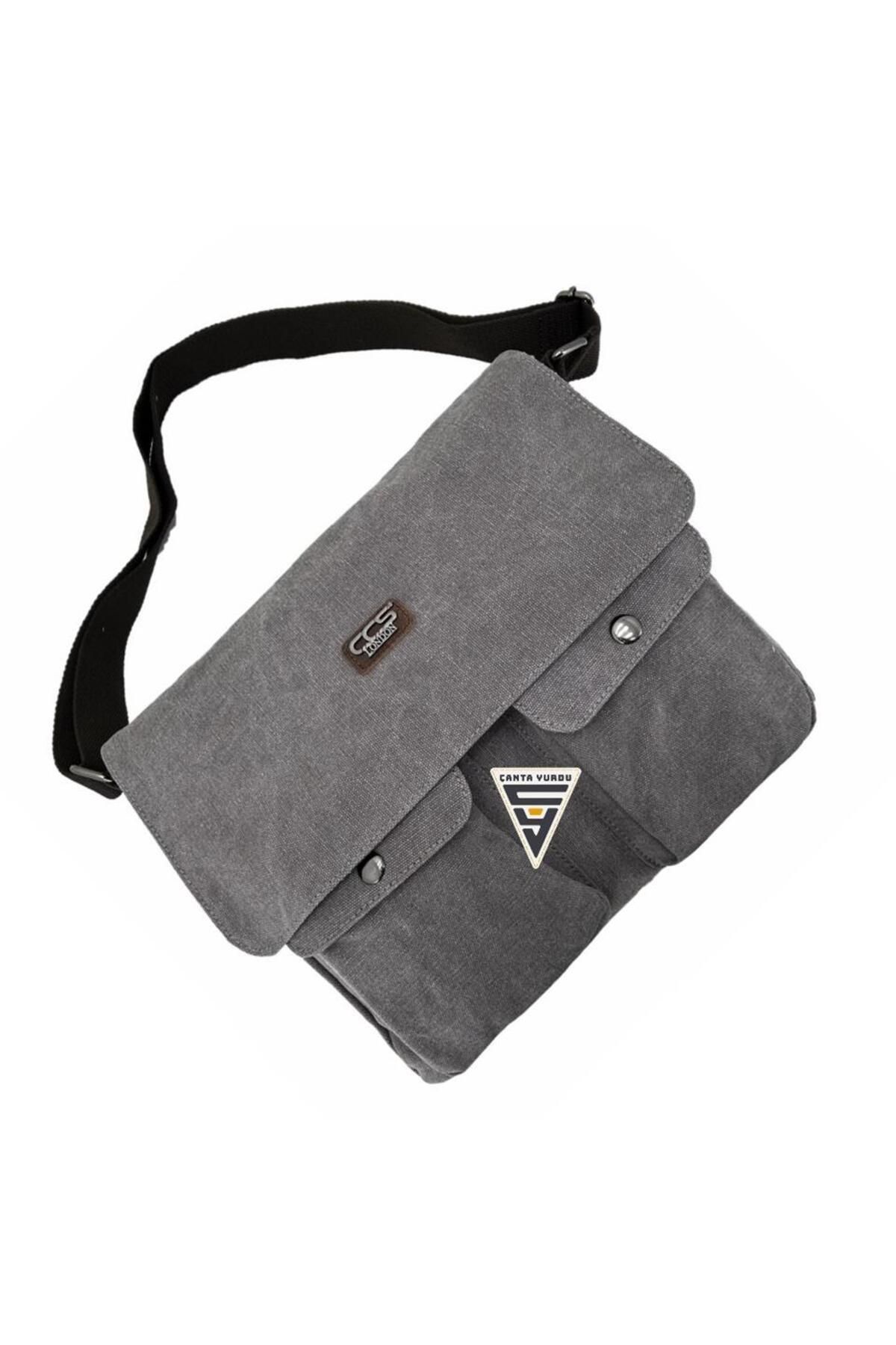 ÇÇS-Ççs London 31469 Canvas Postman Shoulder Bag Gray 4