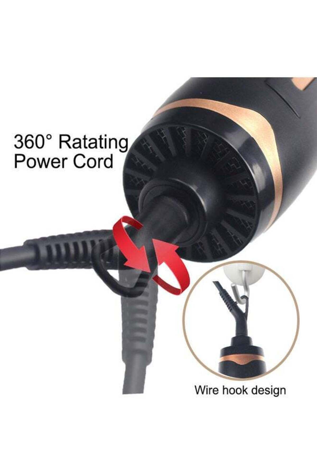 COOYA-3 in 1 Portable Hair Dryer Brush,3-speed Adjustment,1000 Watt,for One-step Hair Styling,Gold 6