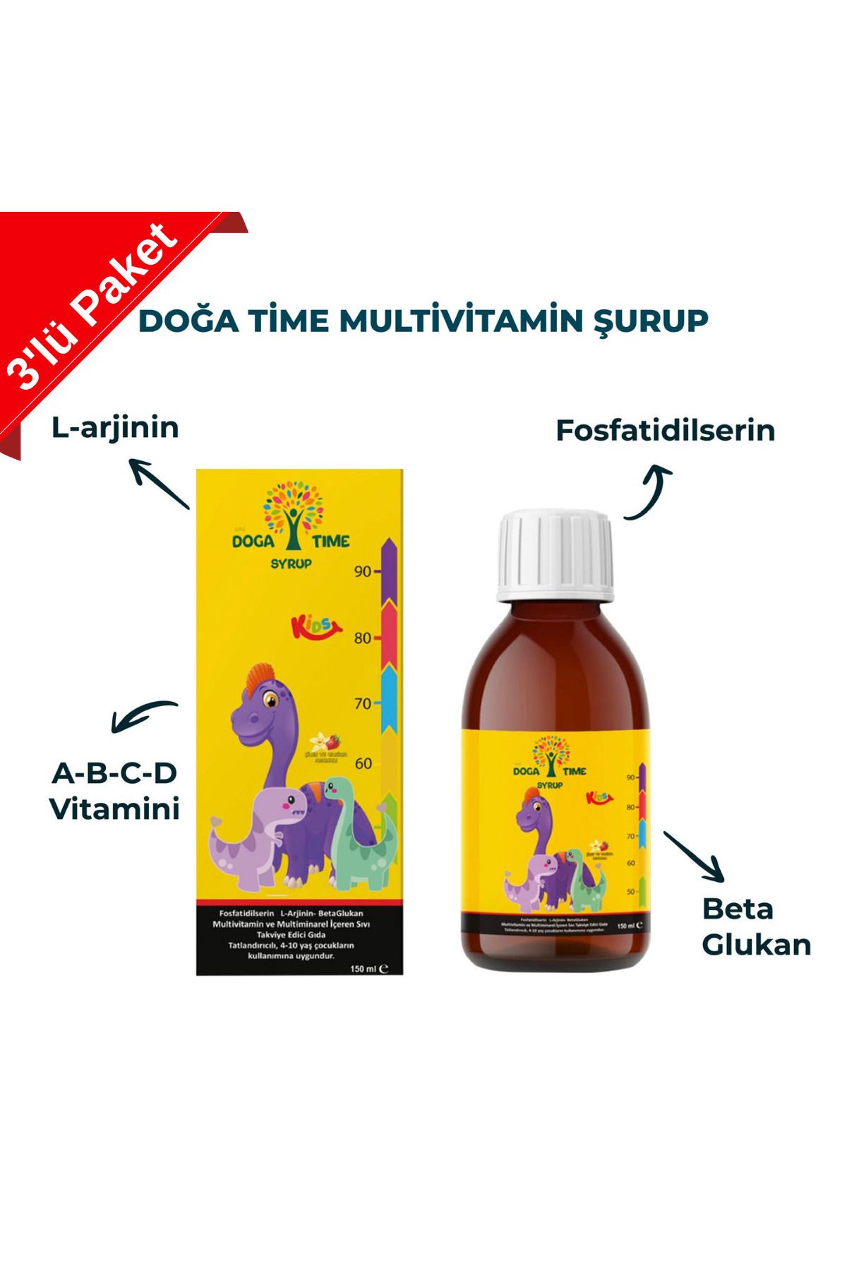 Doğa Time Kids Multivitamin Şurup 150ml- 3'lü Paket