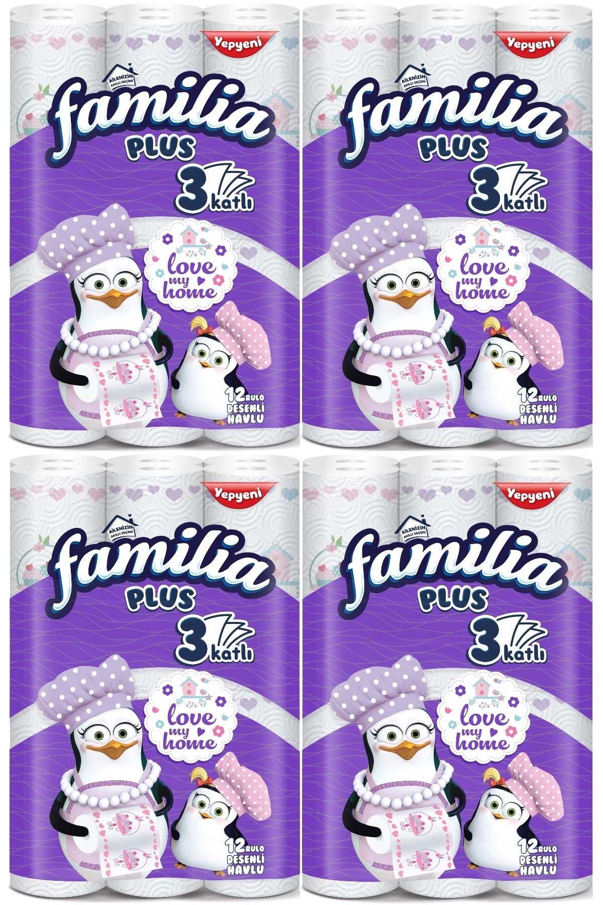 Familia Kağıt Havlu Plus Desenli 48 Li Pk (3 KATLI) (4PK*12) Love My Home
