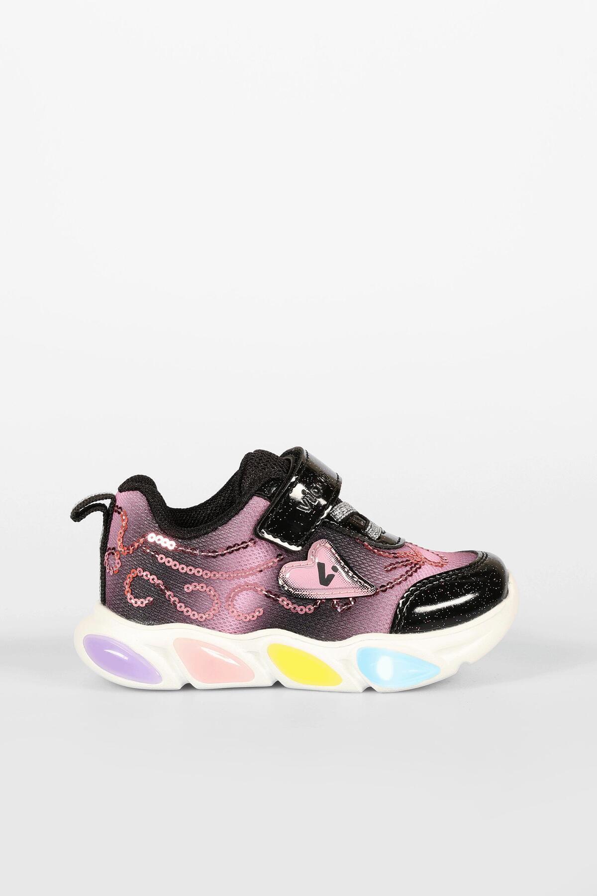 Vicco-Lemna Lighted Girls Preschool Black Sports Shoes 2