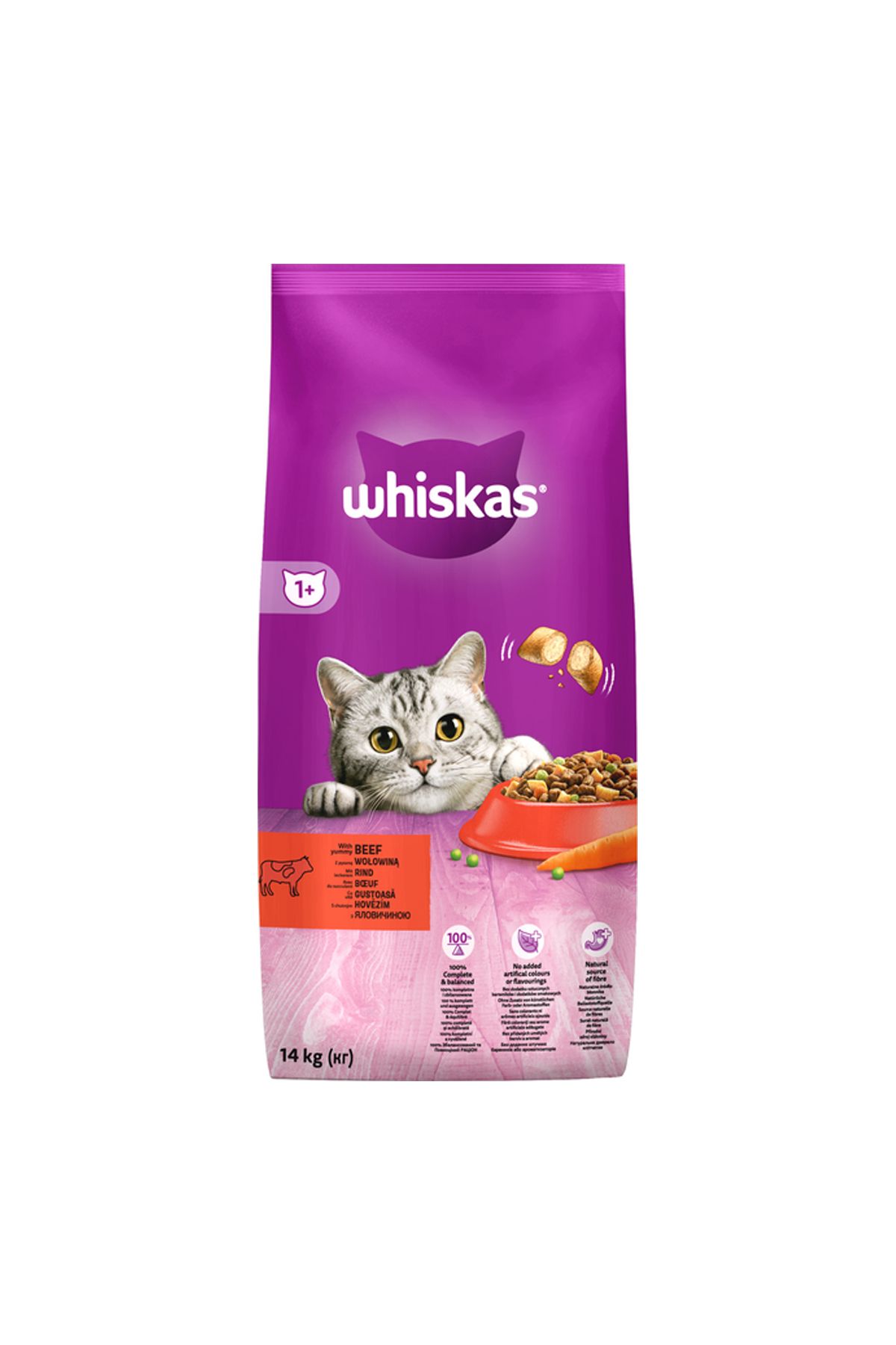 Whiskas Whiskas Hrana Uscata Pentru Pisici Adulte Cu Carne De Vita 14 Kg - One Size