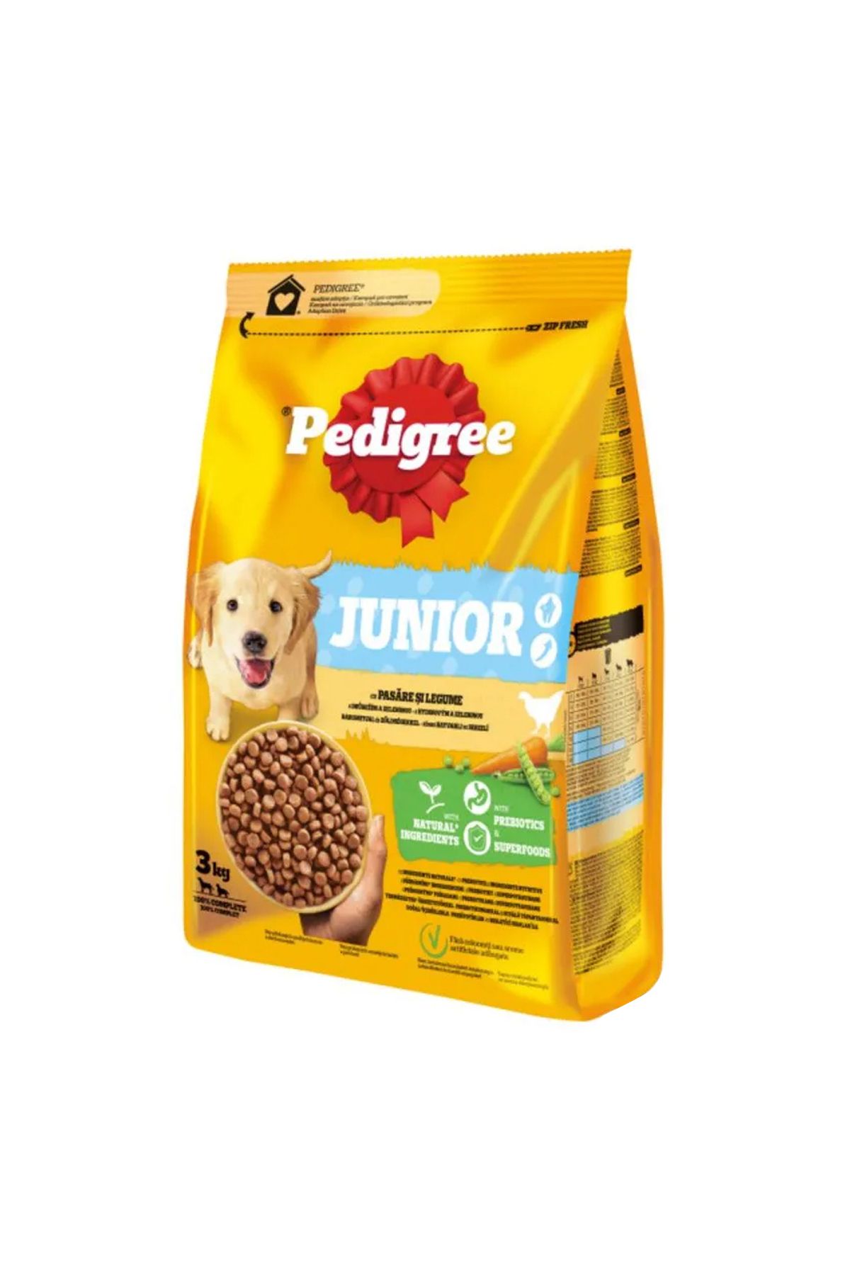Pedigree Hrana Uscata Pentru Caini, Junior M/l, Pasari Si Legume, 3 Kg - One Size