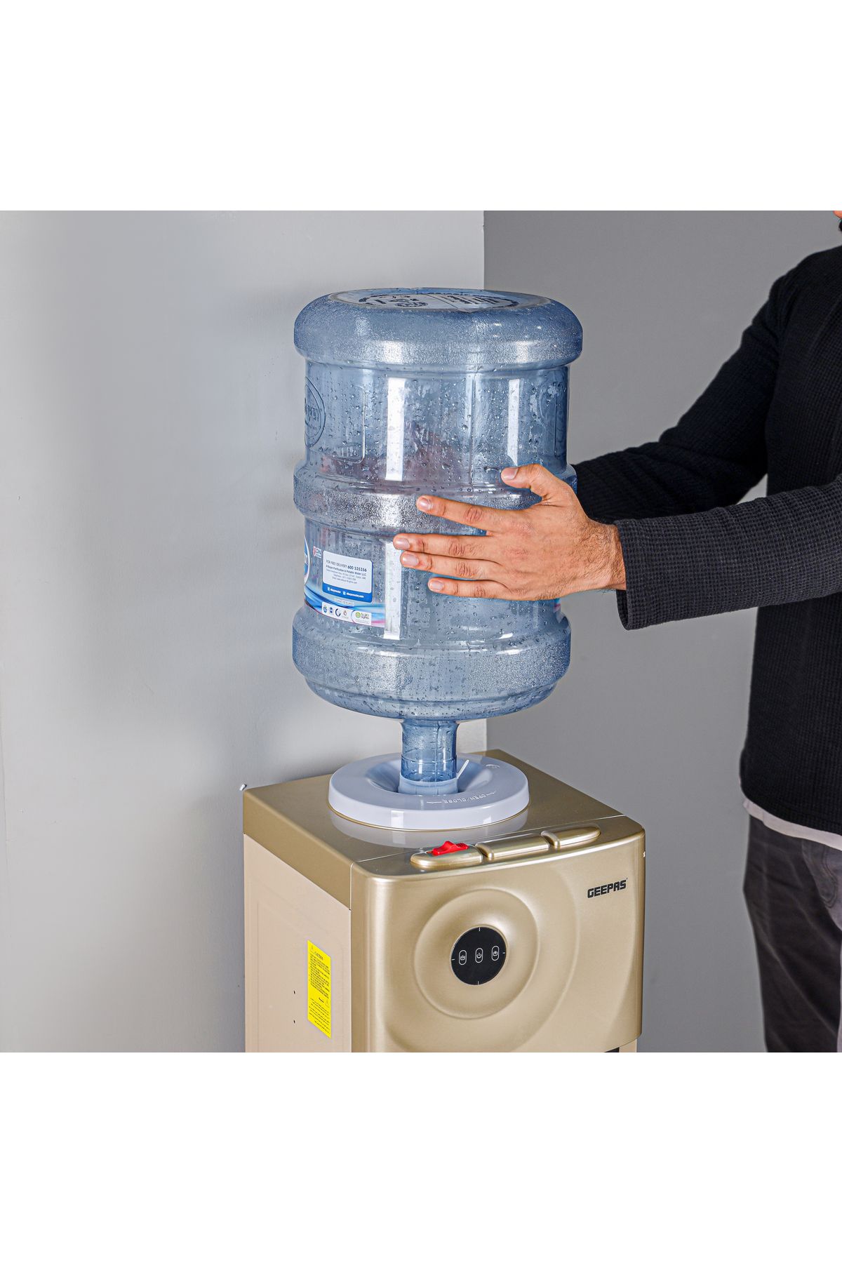 Geepas-Water Dispenser with Cabinet- GWD17028/ Normal, Hot and Cold Function, and 3 Taps 3