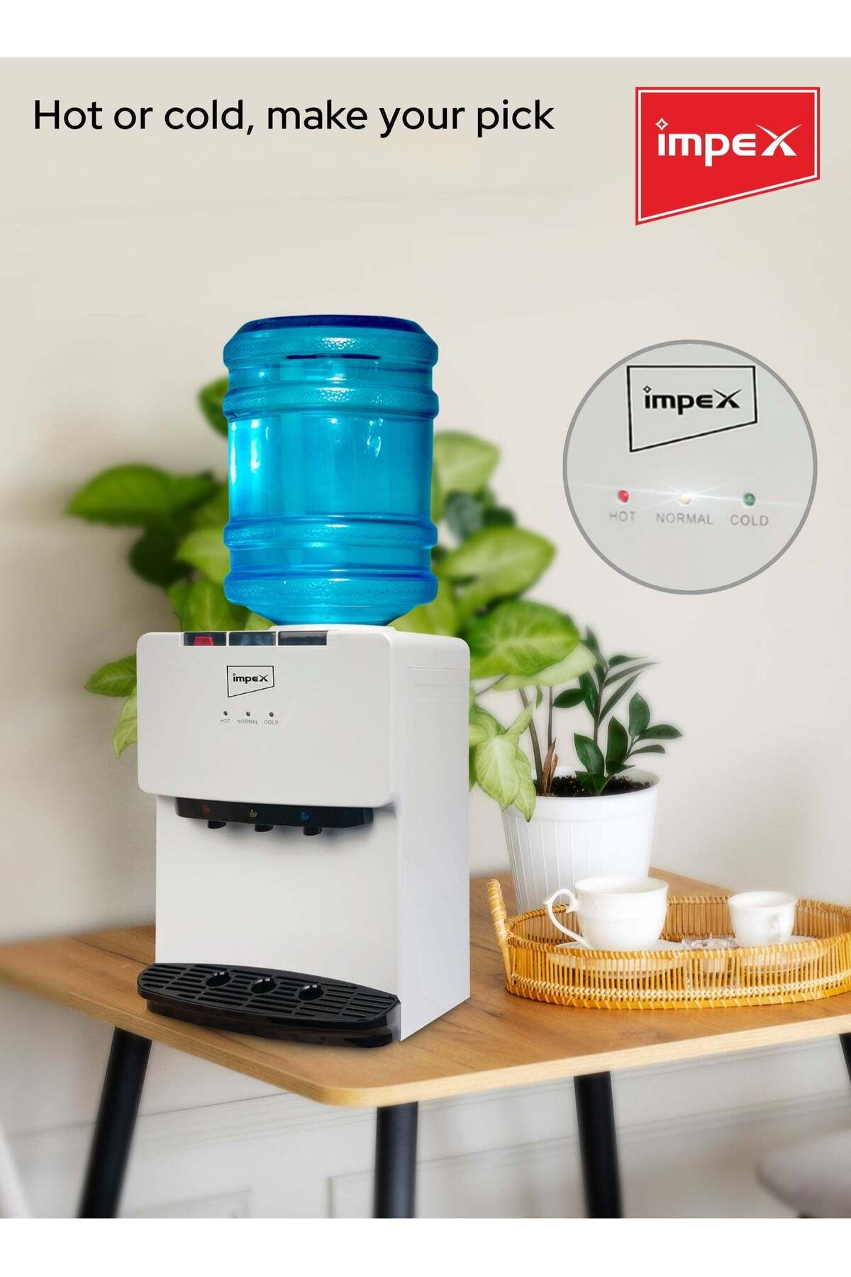 İMPEX-Impex Water Dispenser With 3 Temperature Settings Table Top Stainless Steel Tank WD 3903B 5