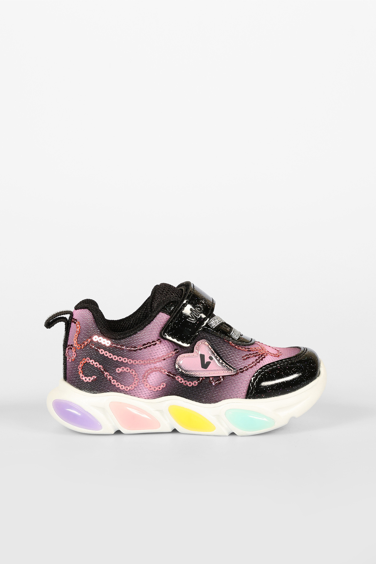 Vicco-Lemna Lighted Girls Preschool Black Sports Shoes 1
