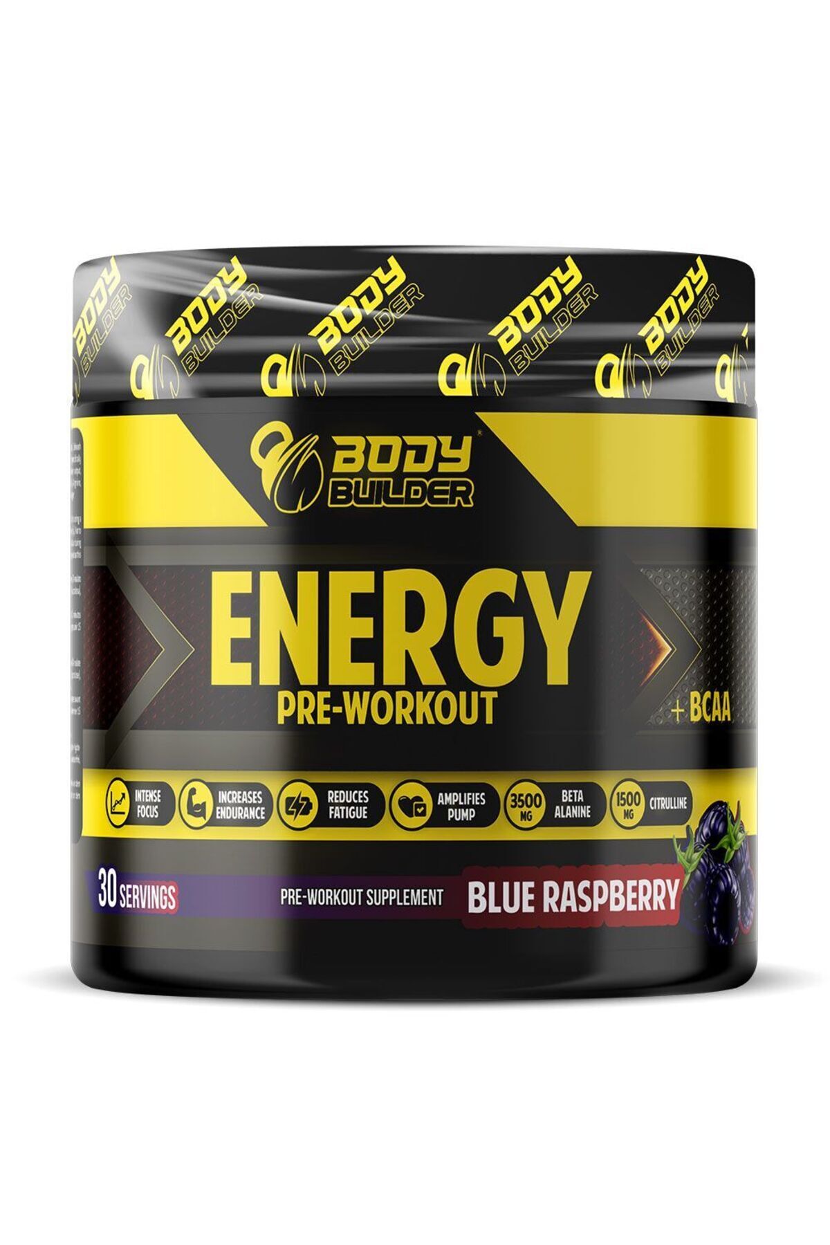 Body Builder-طاقة قبل التمرين بالإضافة إلى BCAA، توت أزرق، 30 حصة 1