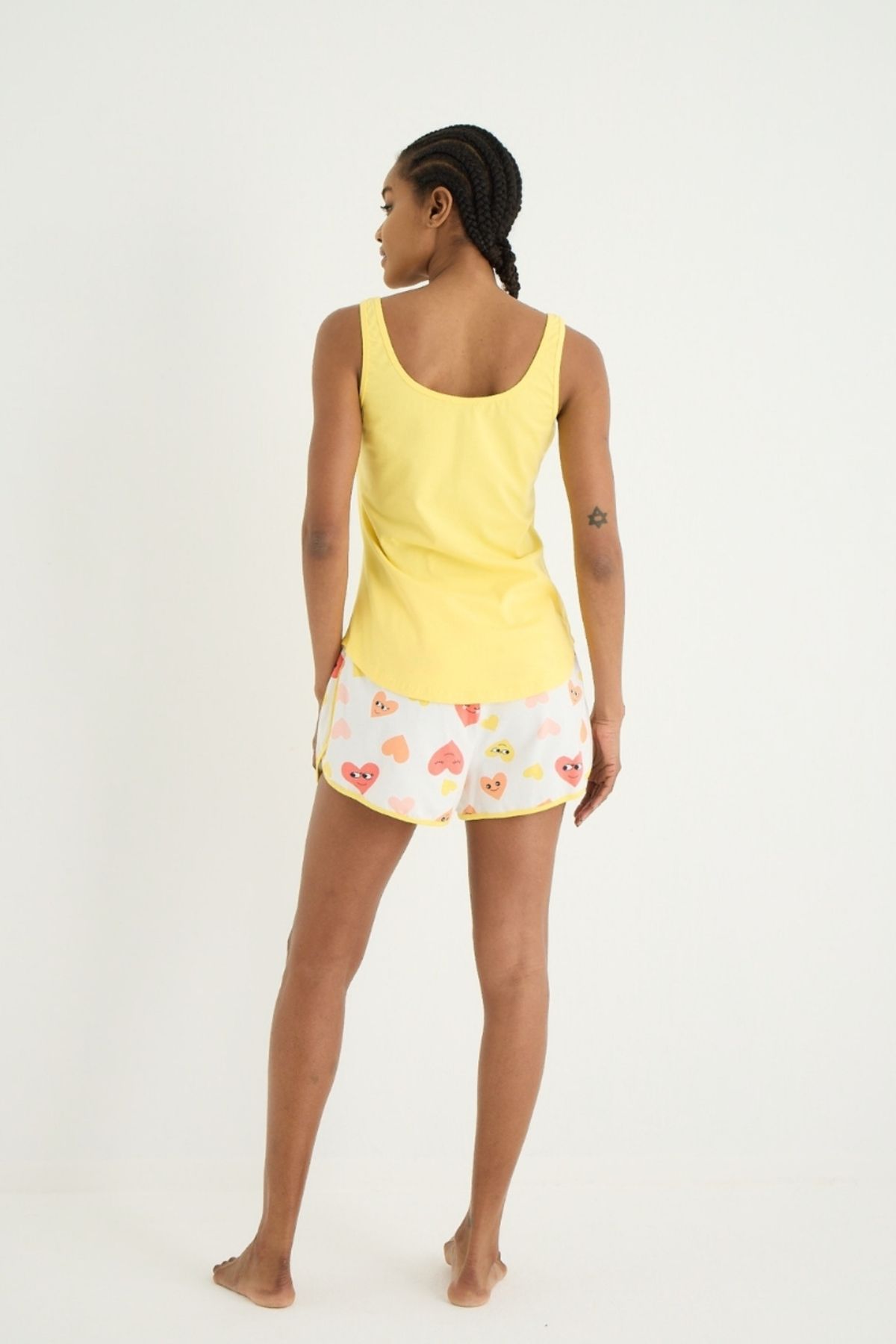 İPEKTENİM-Thick Strap Heart Patterned Shorts Pajama Set 7