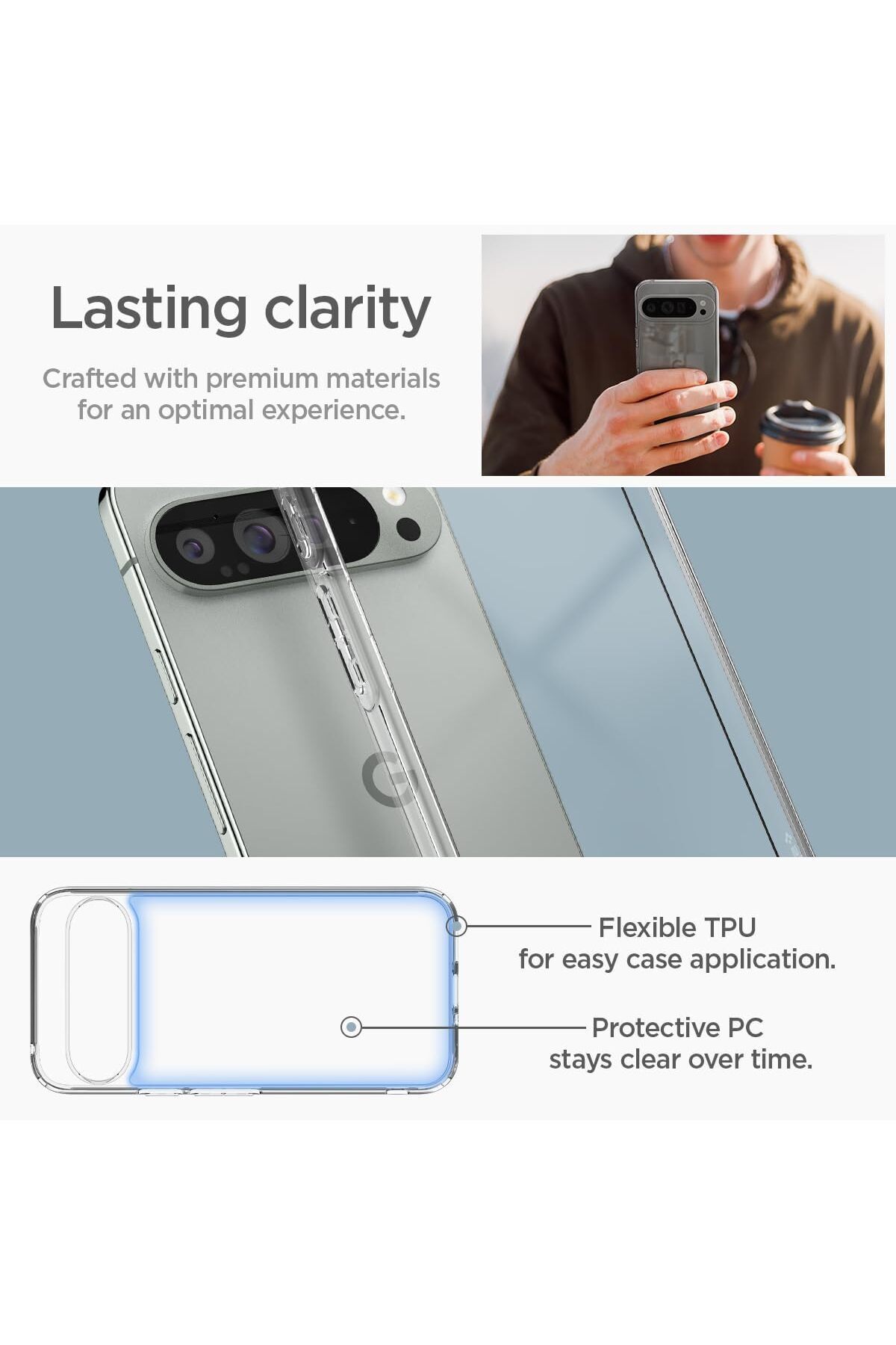 Spigen-Ultra Hybrid designed for Google Pixel 9 Pro XL case cover - Crystal Clear 5