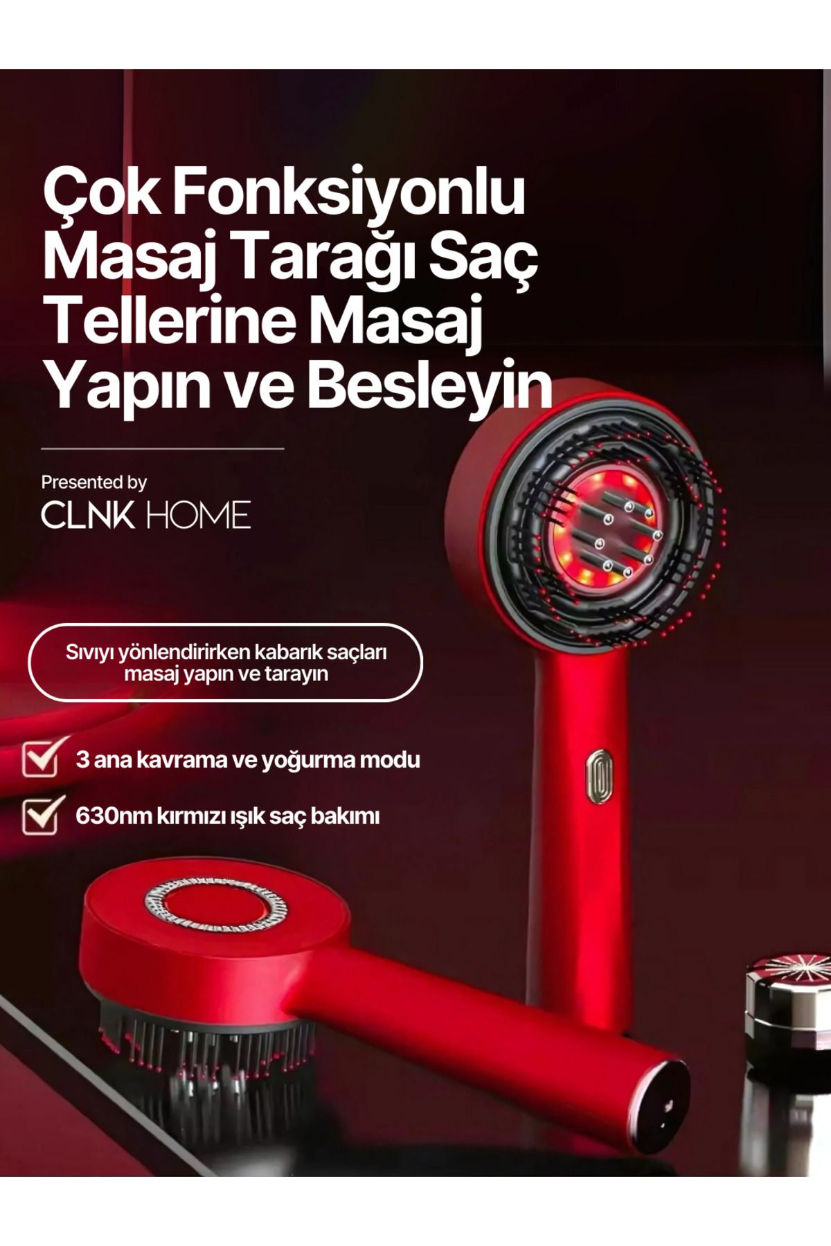 Bakim Yaği Hazneli̇ Saç Masaj Taraği Mi̇crocurrent Kirmizi Işik Saç Dökülme Güçlendi̇rme Taraği