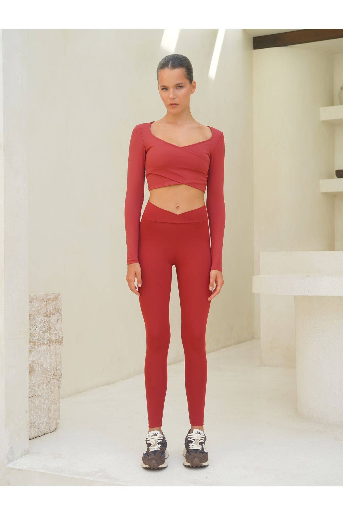 MAİ COLLECTİON-Jambiere lungi de culoare burgundă Gaia Cross 6