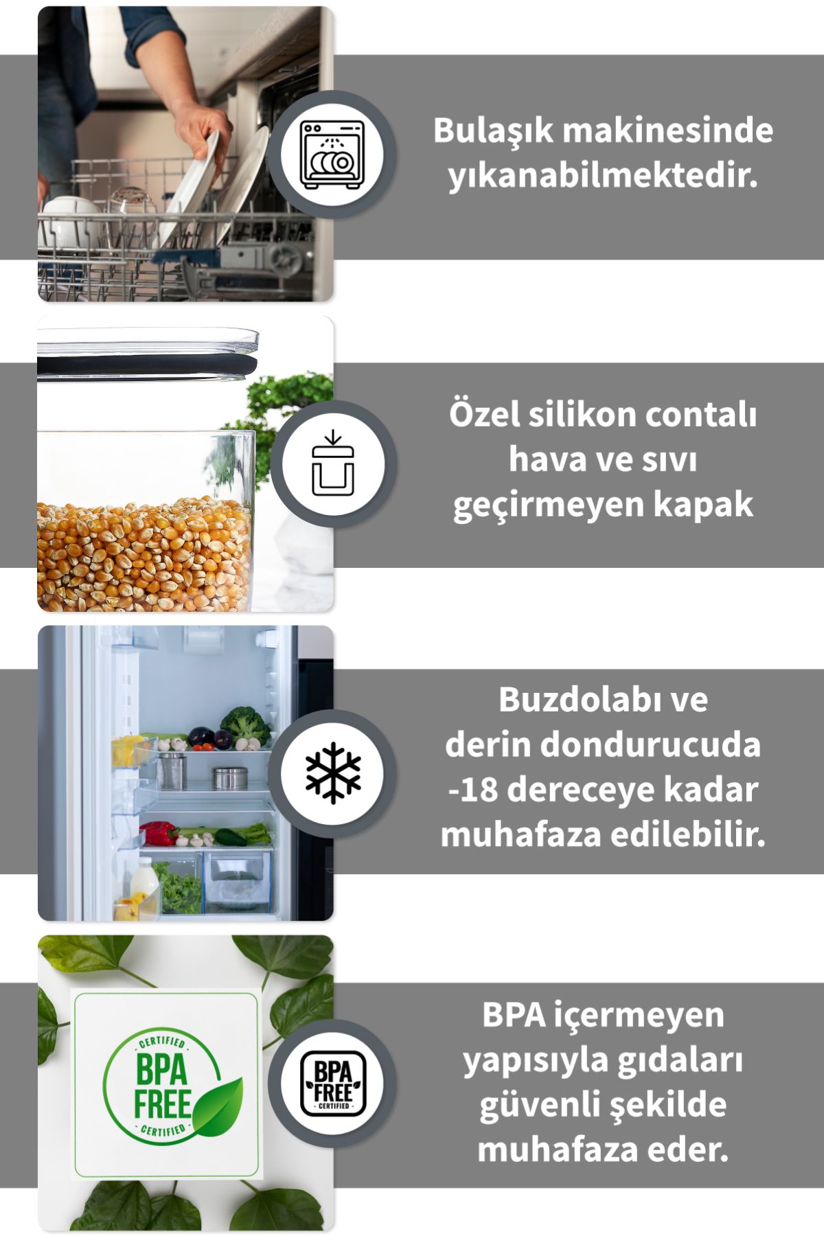 İronika-2100 ml Jumbo Size - Crystal Food Storage Set with Real Vacuum Silicone Lid 4