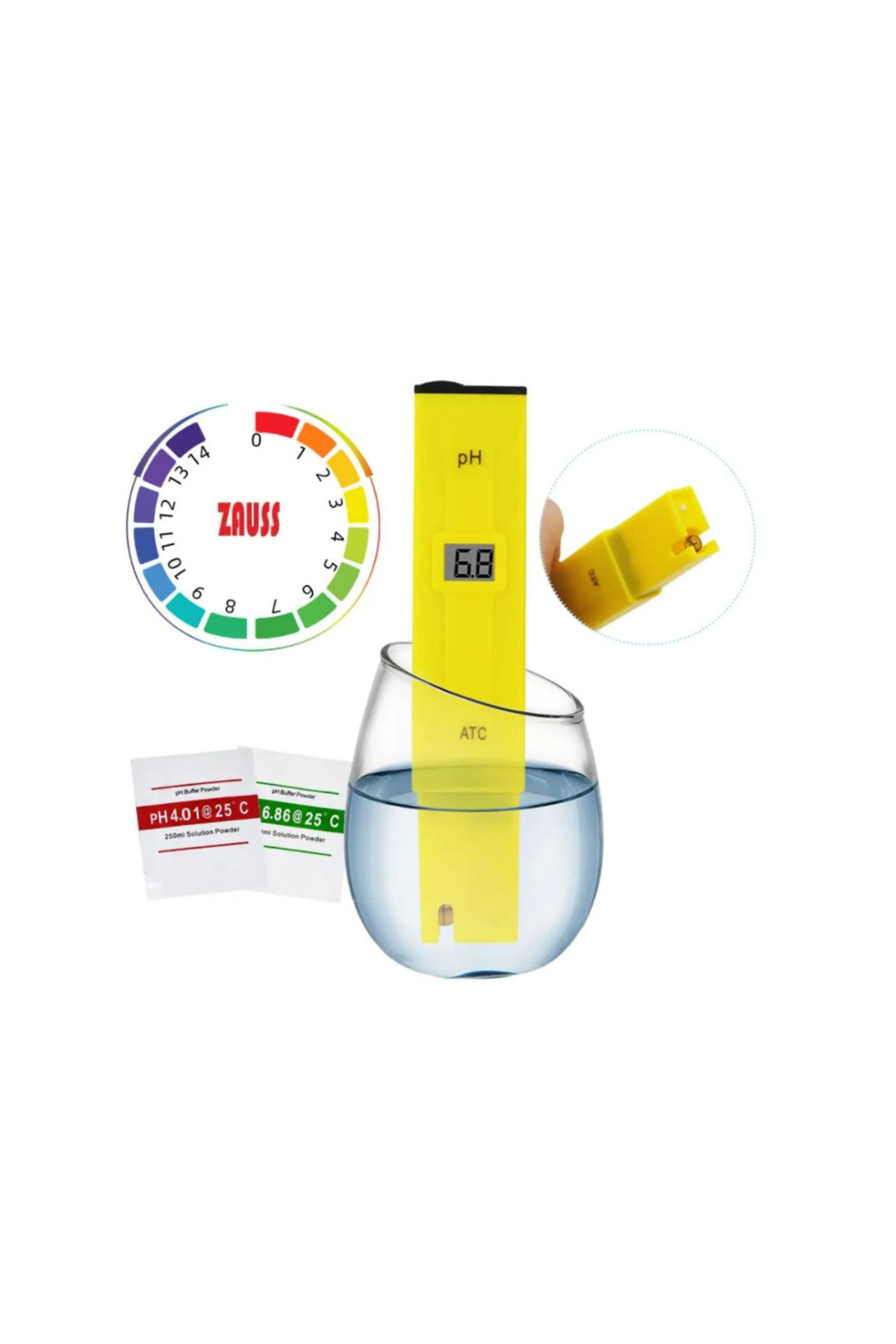 Folveit Dijital Ph Metre Su Sıvı Akvaryum Ph Su Kalite Asitlik Ölçer 2 Adet Çözelti Ve Pil Hediyeli 0-14