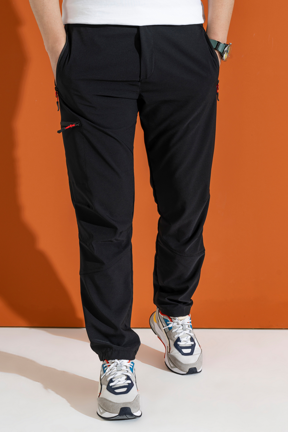 Men's Black Summer Outdoor Pants Breathable Lycra Fabric