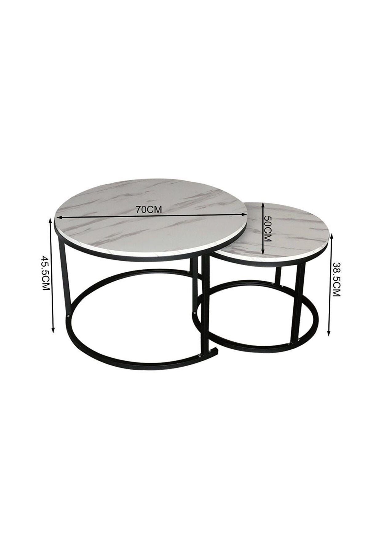 Danube Home-طاولة قهوة سابين، قطعتان، الطول 70 سم × العرض 70 سم × الارتفاع 45.5 سم، 50 سم × 50 سم × 38.5 سم - أبيض 6