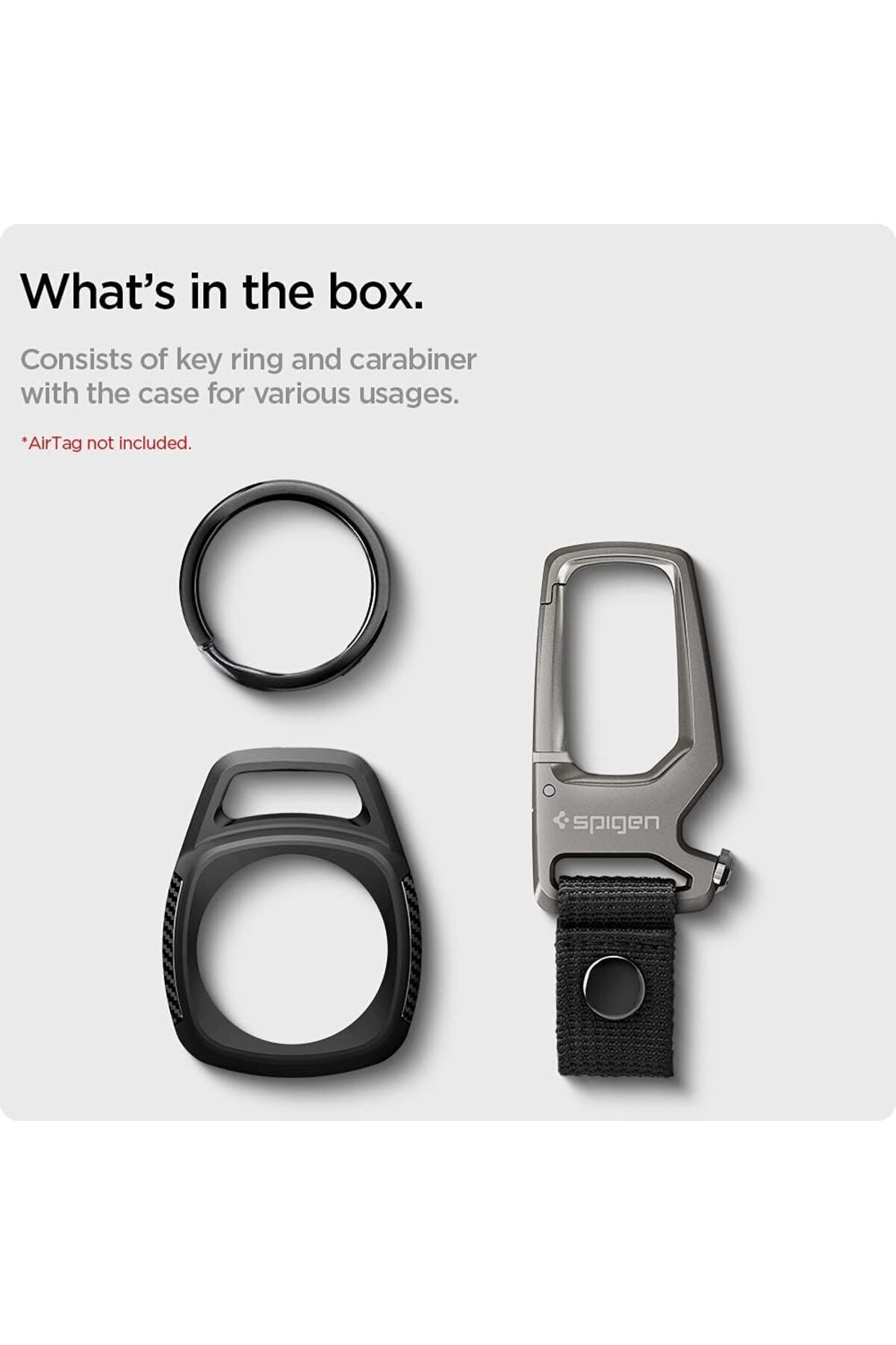 Spigen-Rugged Armor with Keychain Ring Designed for AirTag Case Cover AirTags Holder - Black 7