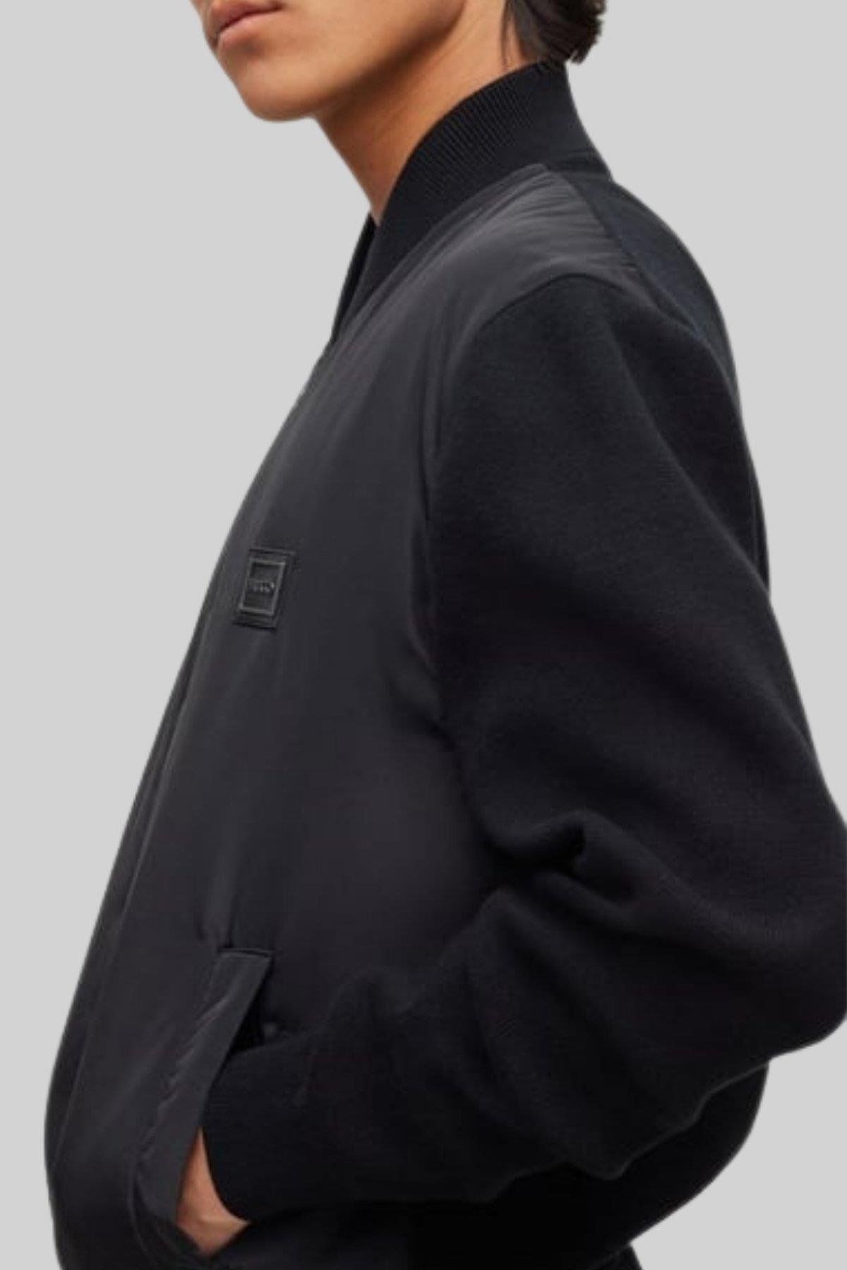 کت مردانه ژاکت بمب افکن کالج آرام و سیاه Hugo Boss
