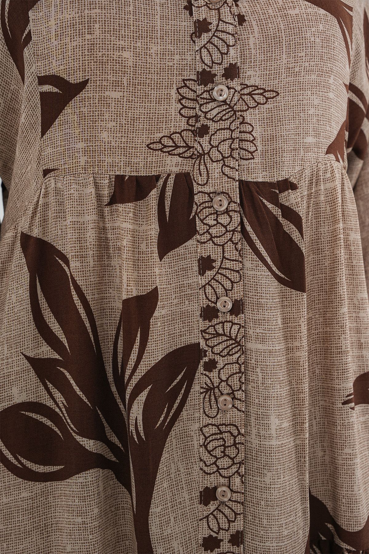 Bigdart-2423 Authentic Patterned Hijab Dress - F.Beige 4