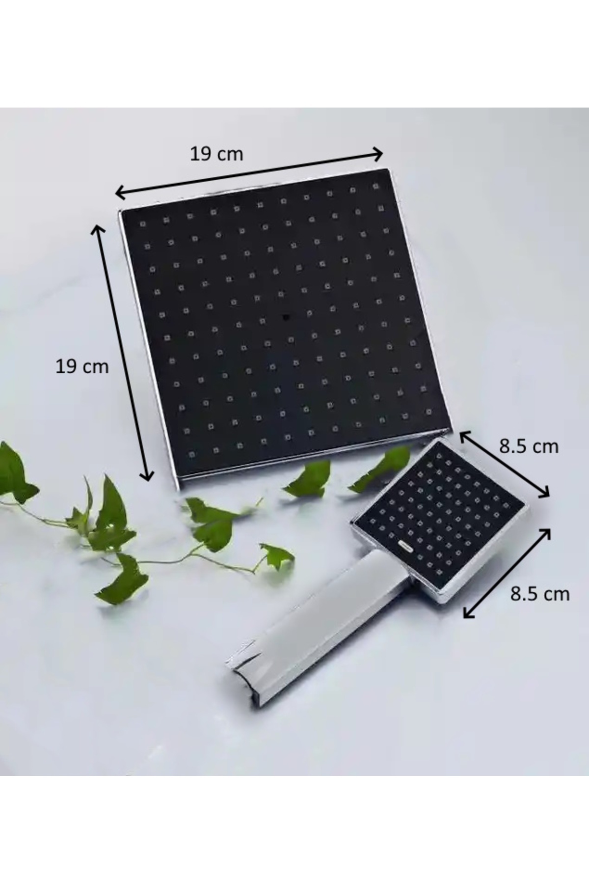 FAWER Faucet & Shower Siyah Krom Tepe Duş Başlığı ve El Duş Başlığı Seti