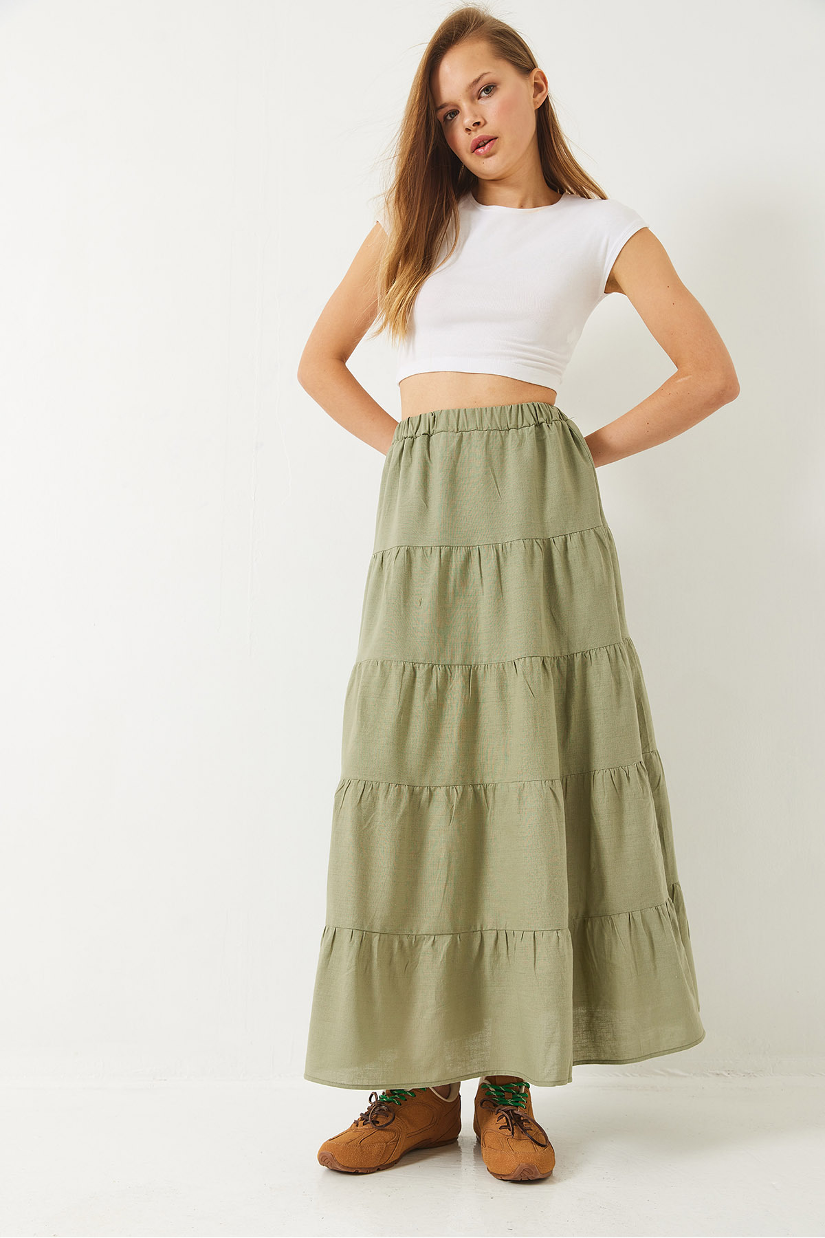 Bianco Lucci-Damen Volant gefüttert Sommer locker bequem Rock 37079 60282006 5
