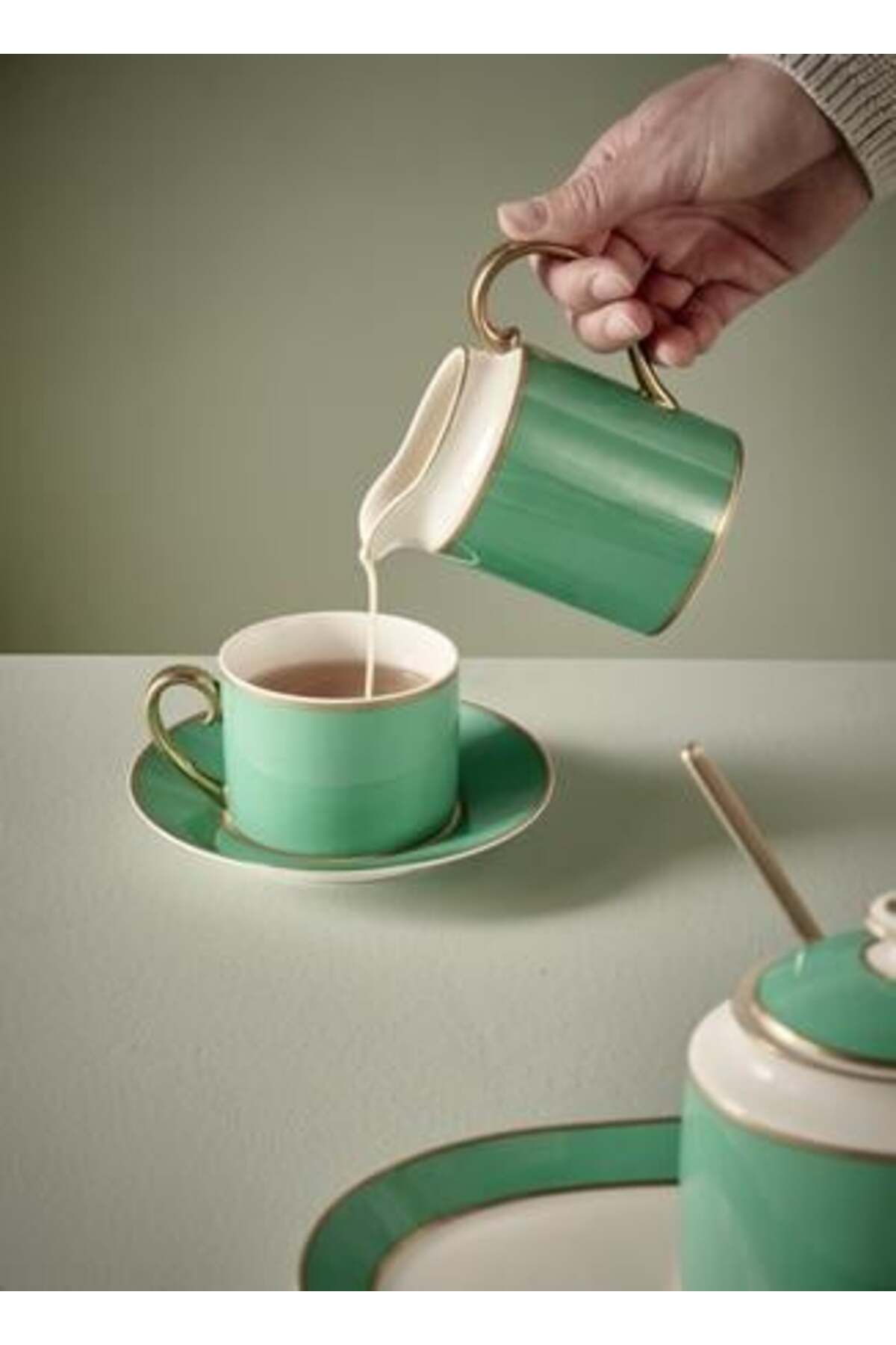 Pip Studio-Espresso cup with saucer, Pip Studio, 120 ml, Pip Chique collection, Gold-Green 5
