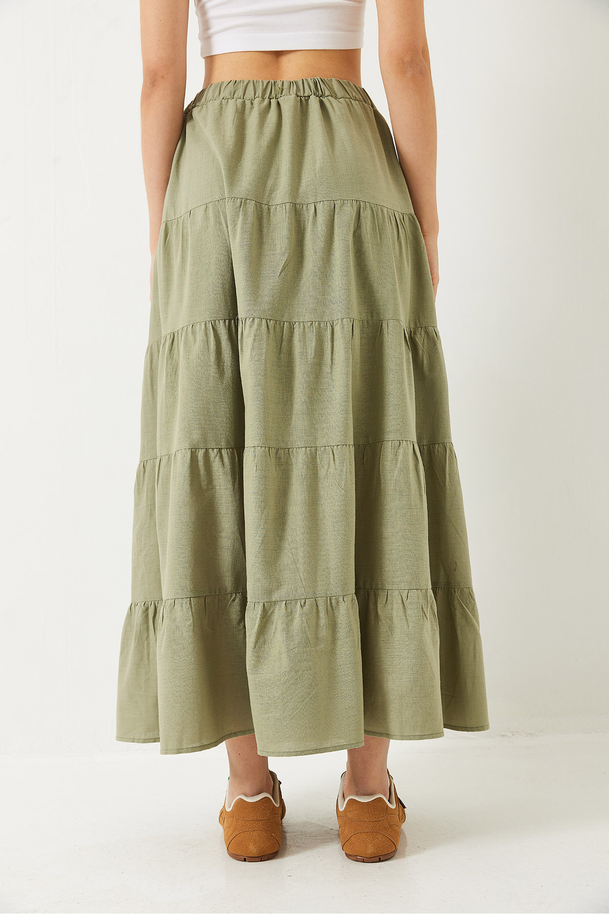 Bianco Lucci-Damen Volant gefüttert Sommer locker bequem Rock 37079 60282006 7