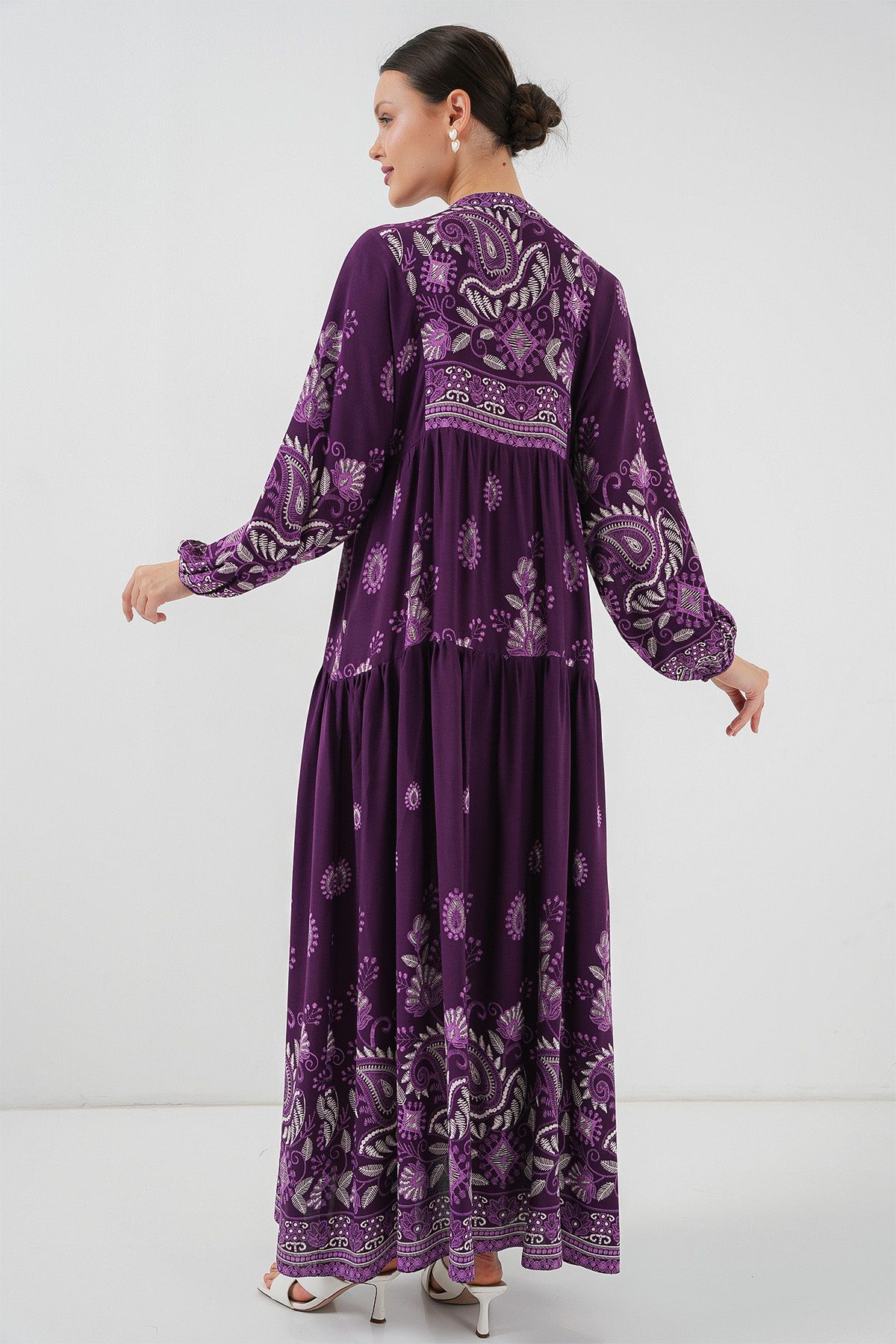 Bigdart-2423 Authentisches gemustertes Hijab-Kleid – Y. Lila 5