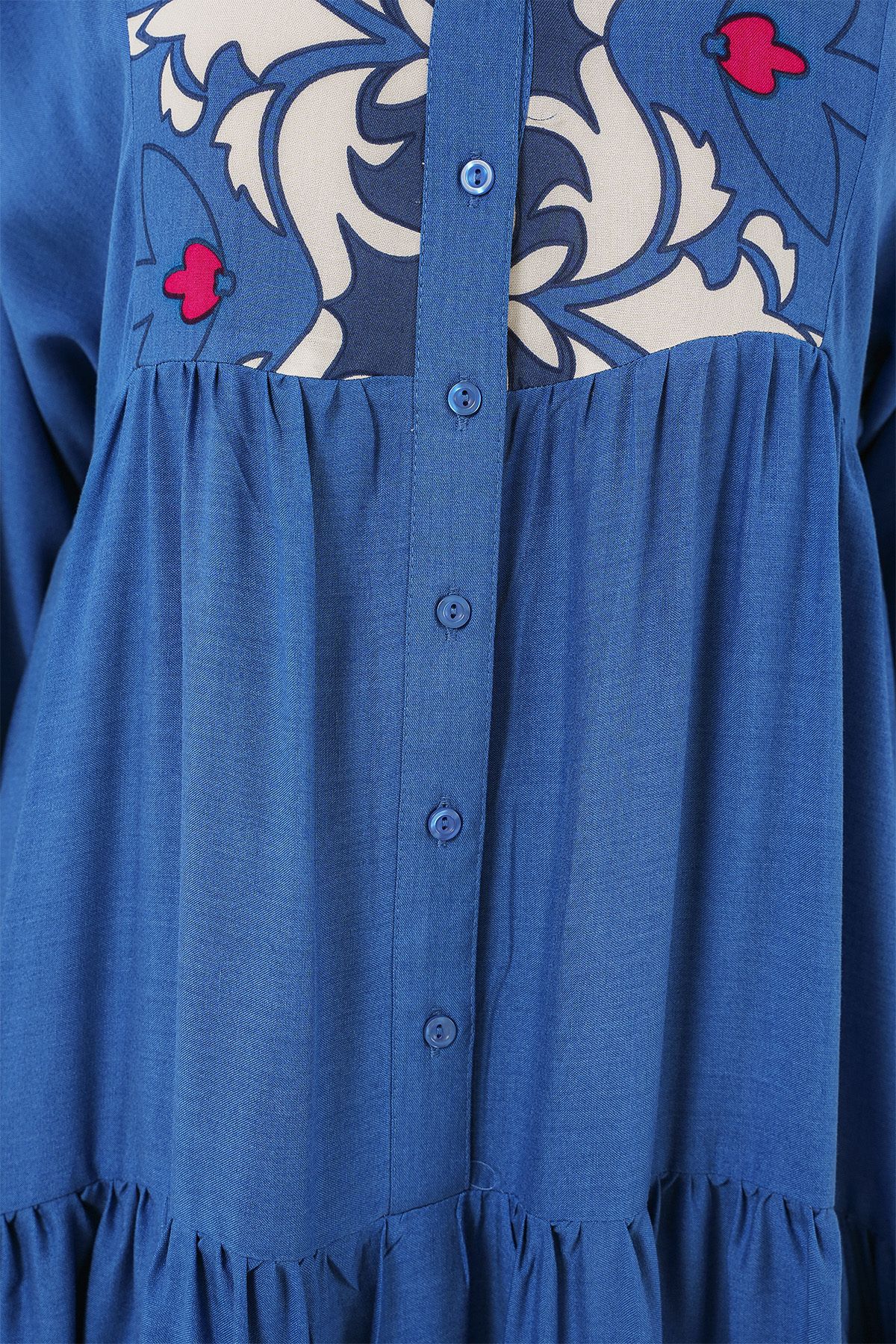 Bigdart-2423 Authentic Patterned Hijab Dress - F. Indigo 4