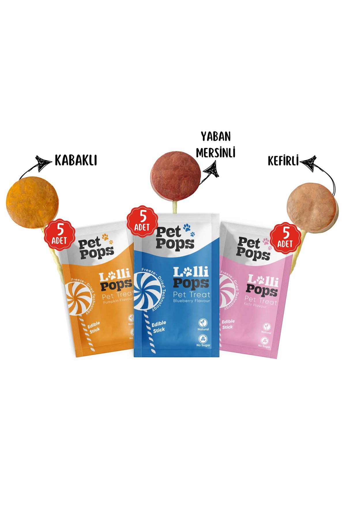 PET POPS Kedi ve Köpekler için Ödül maması - 15 adet %100 Doğal içerikli LolliPops (3*5 ad.)