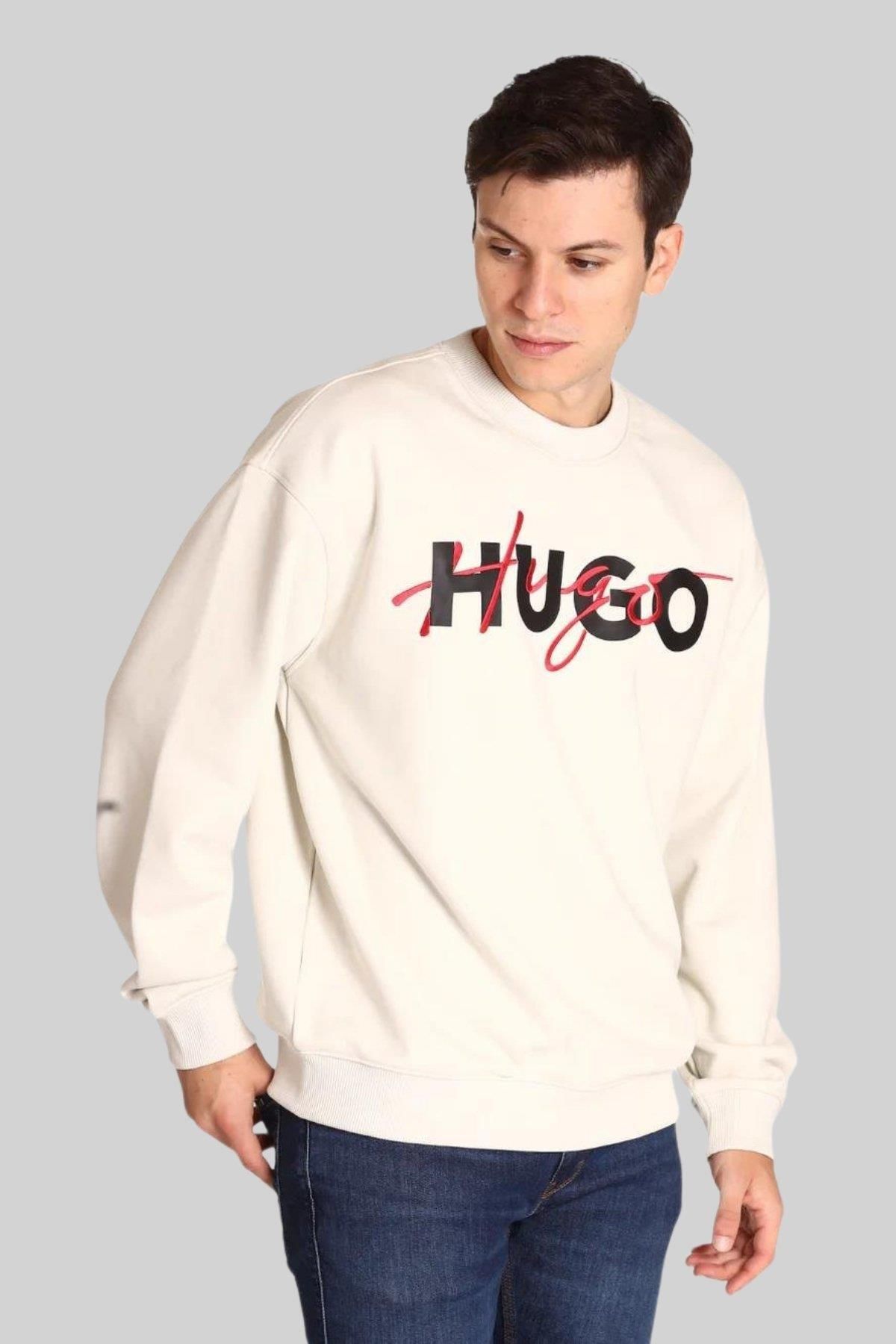 سویشرت مردانه یقه دوچرخه تناسب لباس سفید پیراهن Hugo Boss