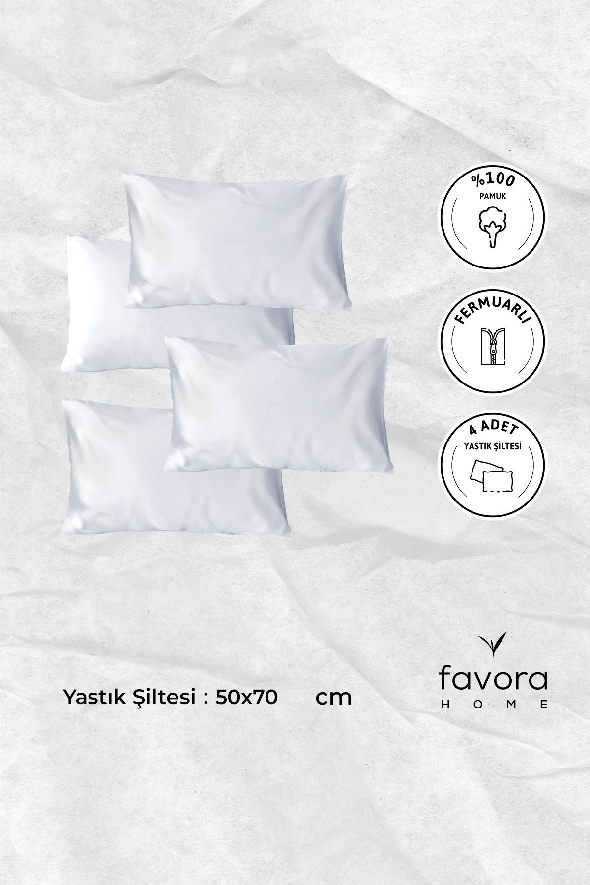 FAVORA-Pillow Liner Mattress 100% Cotton Zippered Pillow Inner Cover 4 Pieces - White 6