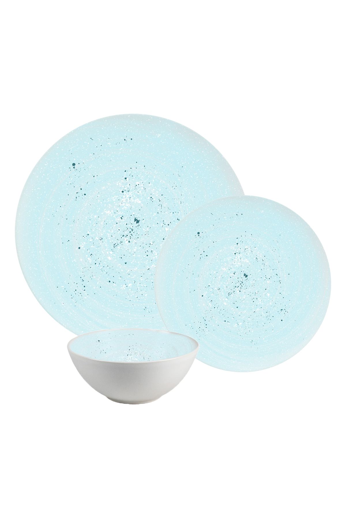 Cesiro Set Farfurii 12 Piese, 4 Persoane, Set Cu Bol- Ensemble Azure Spirale - Set Veselă Italiană Porțelan - One Size