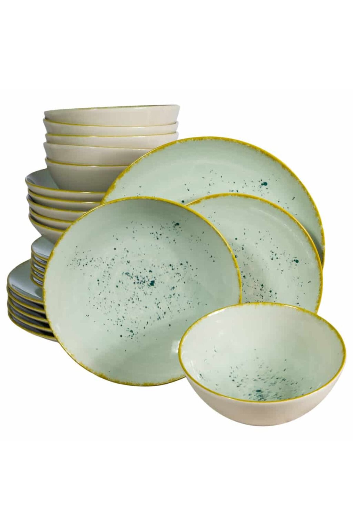 Cesiro Set Farfurii 24 Piese, Pentru 6 Persoane, Light Pistachio, Cesiro, Verde Pastel - One Size