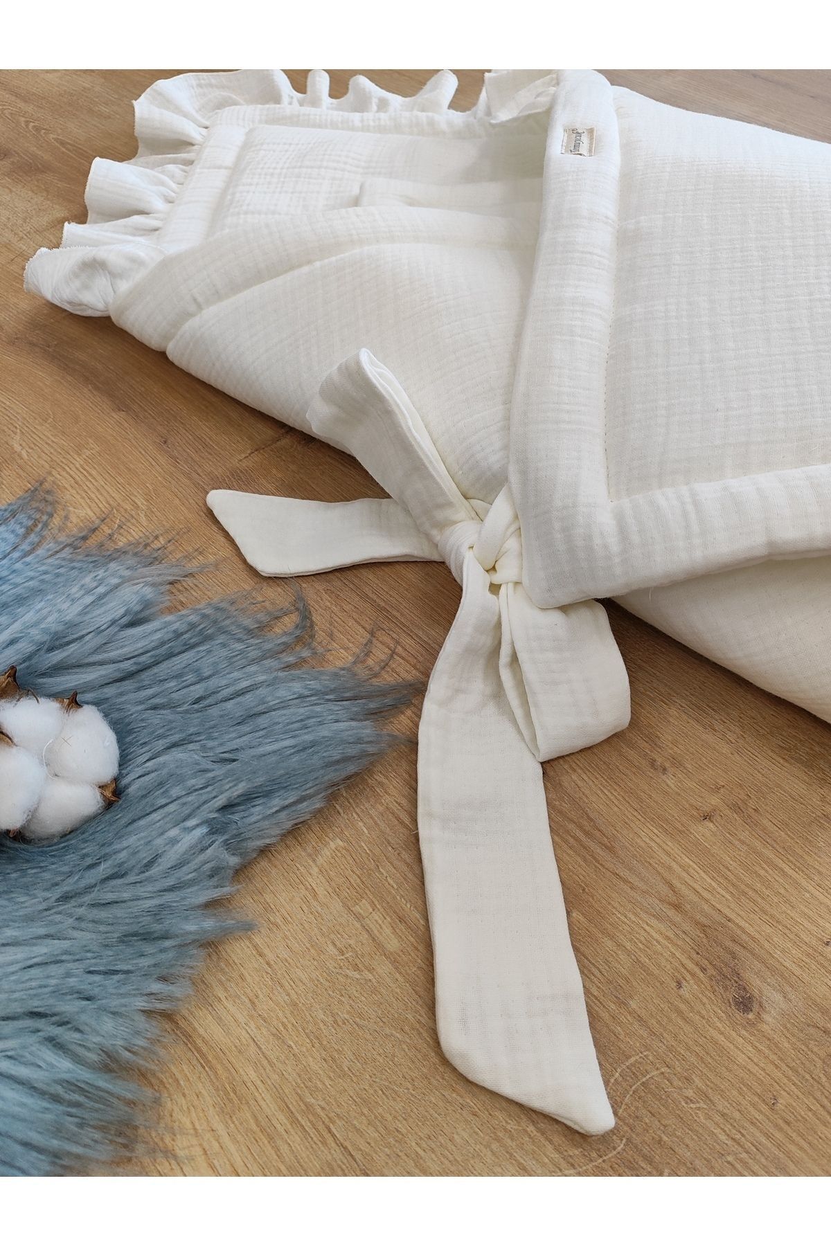 Tomuycuk 4 Kat Müslin Bebek Battaniyesi %100 Pamuklu Doğal Organik Uyku Kundağı Hastane Çıkışı Yenidoğan fotoğrafı 7 (önizleme)