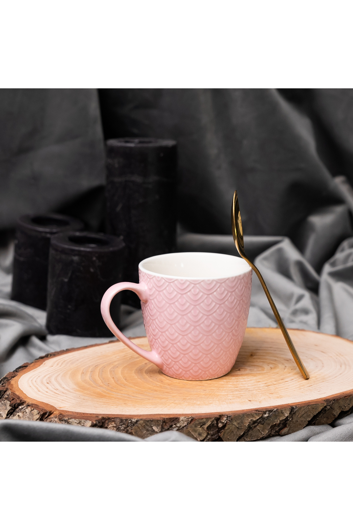 Cesiro-Set of 6 mugs with Pink and White pattern, 200 ml 3