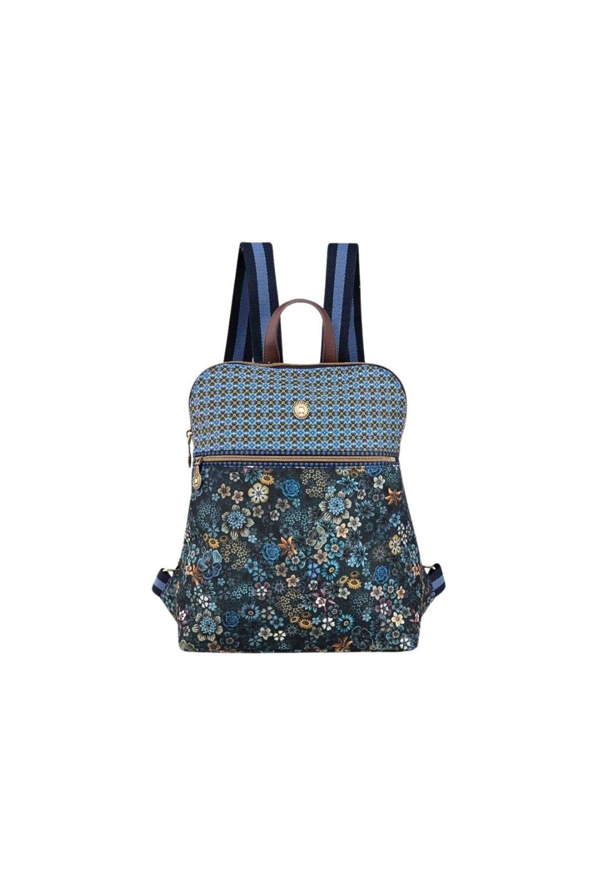 Pip Studio-Finlee women's backpack, Pip Studio, Blue, 28x11x36 cm, Tutti i Fiori collection 1