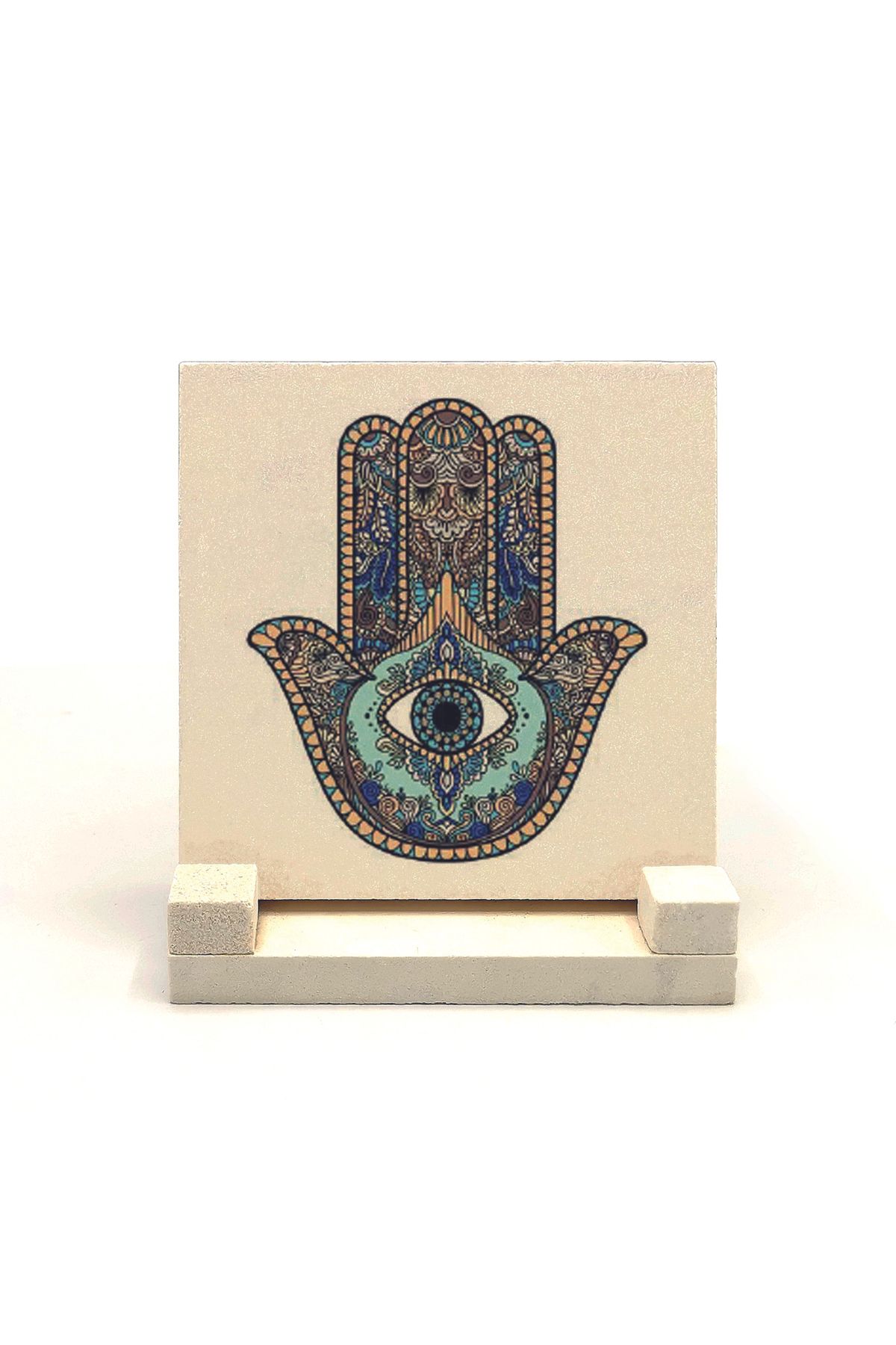 Souvenest Fatıma’nın Eli Baskılı Doğaltaş Masaüstlük 10x10 Kd-1