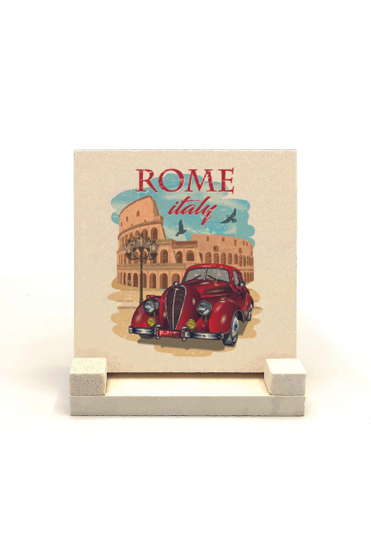 Souvenest Roma Görseli Baskılı Doğaltaş Masaüstlük 10x10 Krg-45