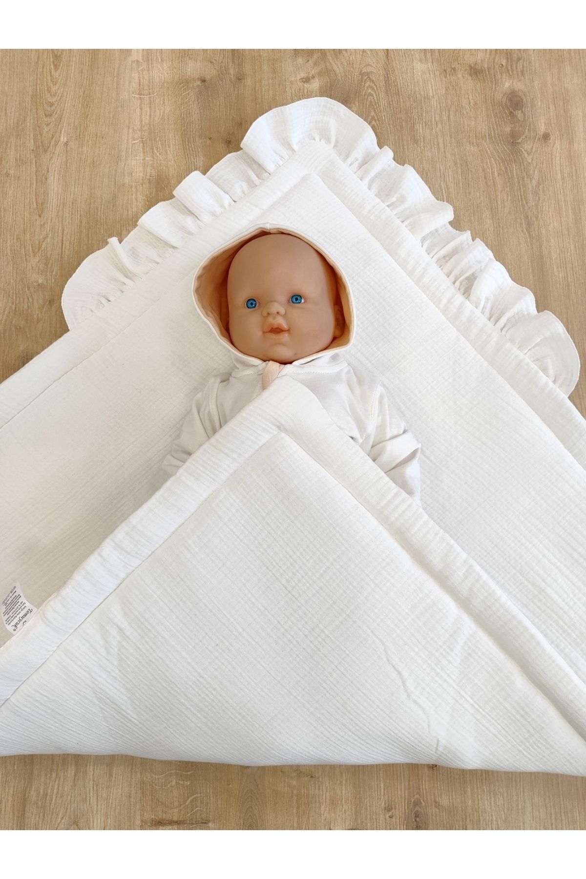 Tomuycuk 4 Kat Müslin Bebek Battaniyesi %100 Pamuklu Doğal Organik Uyku Kundağı Hastane Çıkışı Yenidoğan fotoğrafı 3 (önizleme)