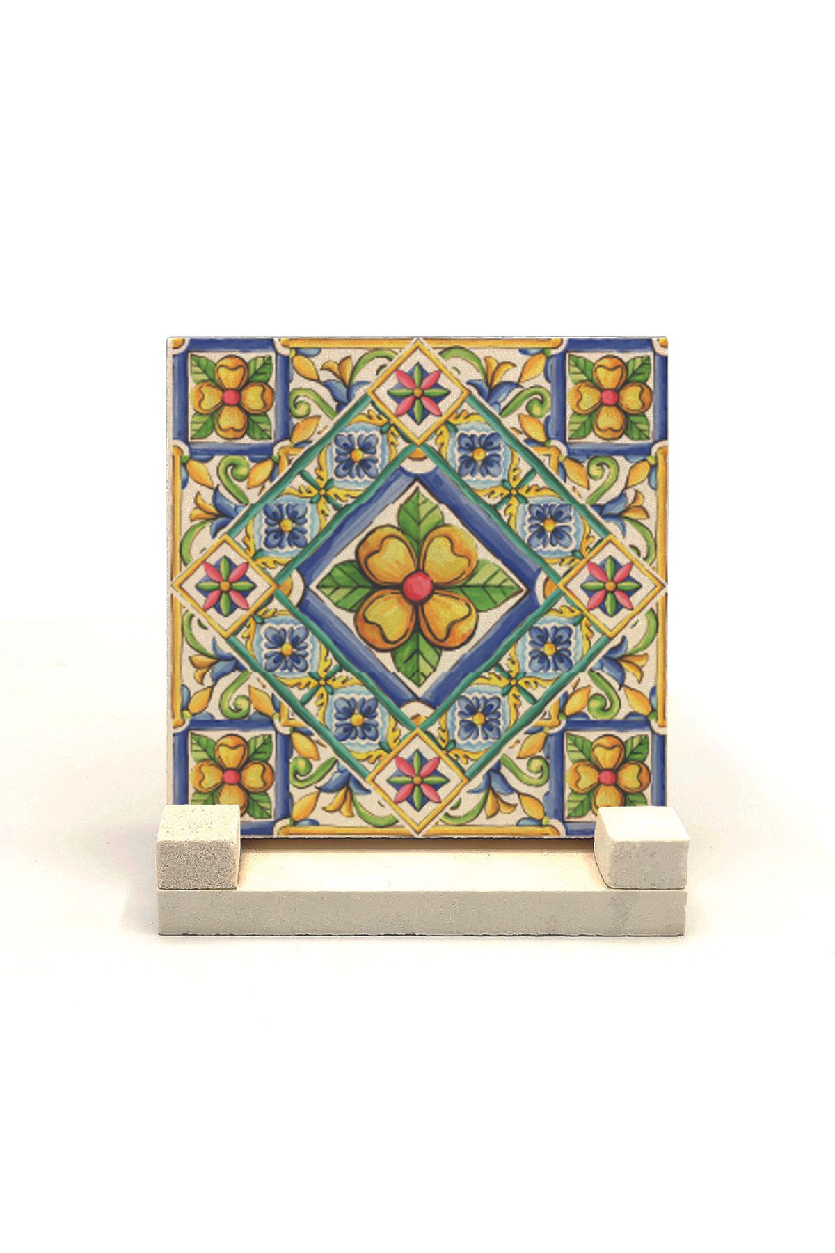 Souvenest İtalyan Deseni Baskılı Doğaltaş Masaüstlük 10x10 Kd-104