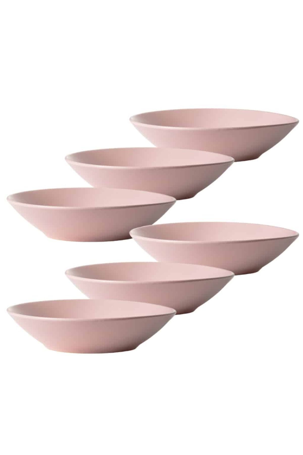 Cesiro Set 6 Farfurii Adanci Roz Mat, 21 Cm - One Size