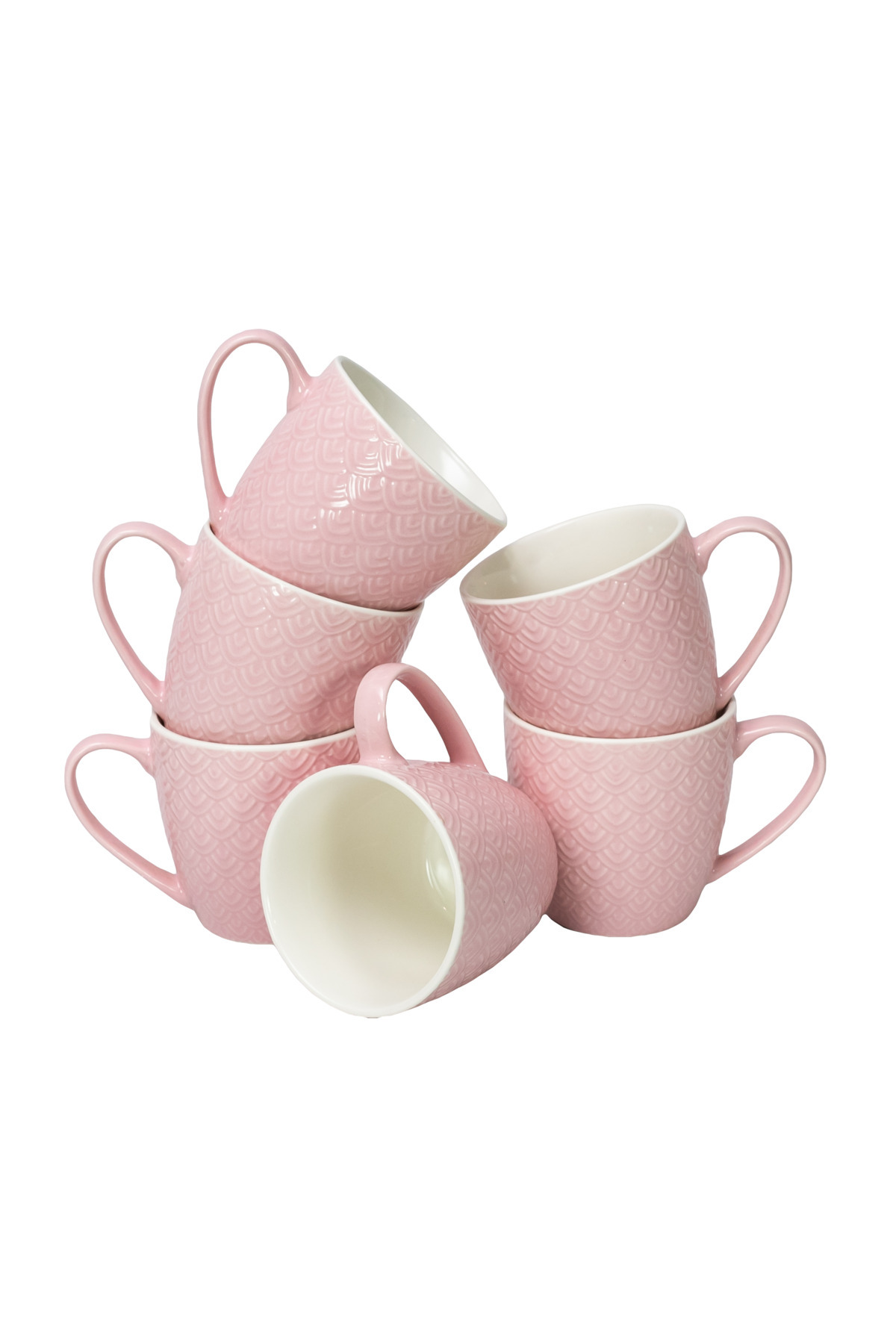 Cesiro-Set of 6 mugs with Pink and White pattern, 200 ml 1