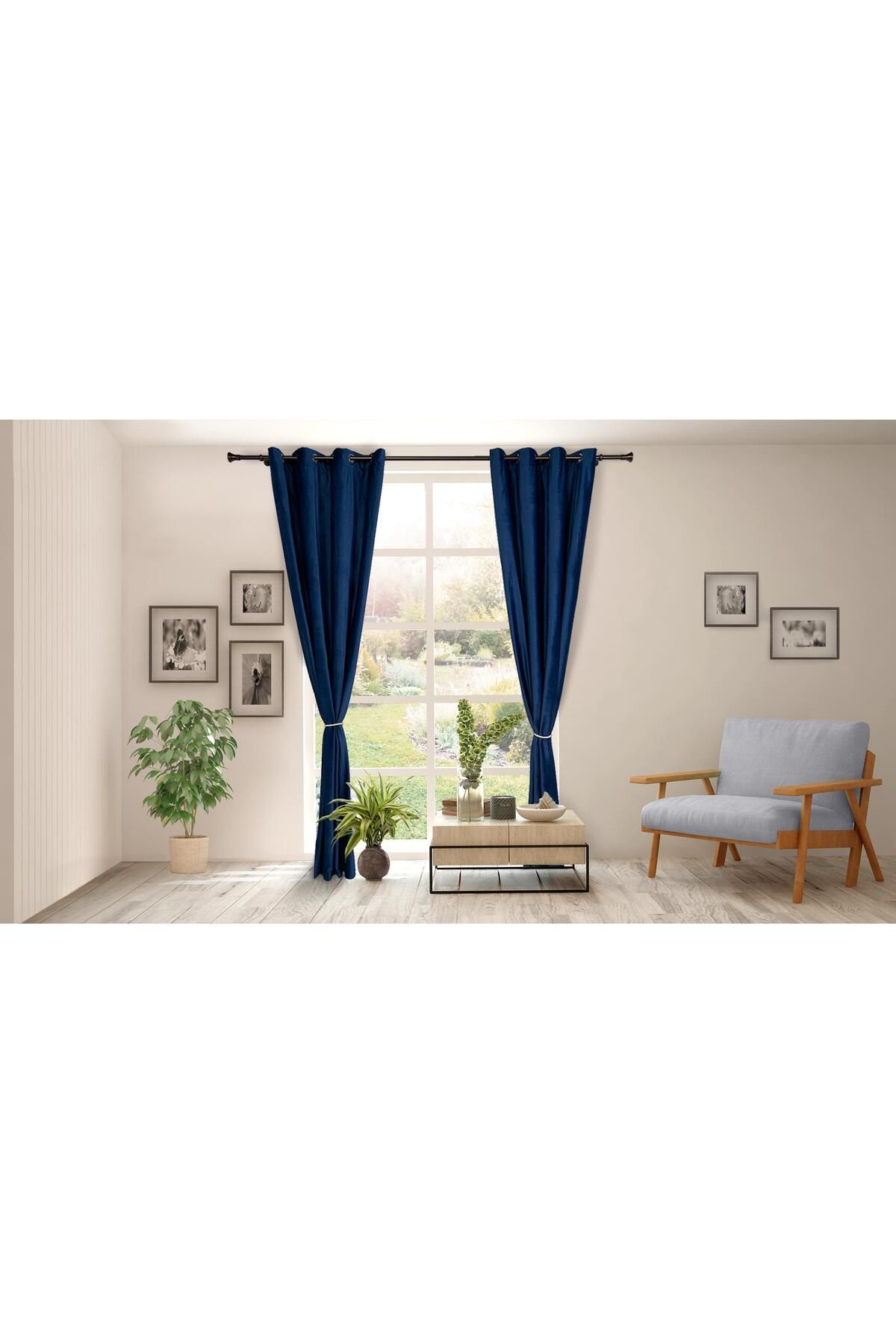 Heinner Home Set 2 Perdele Din Catifea 140x270 Cm - Albastru - 140 x 270