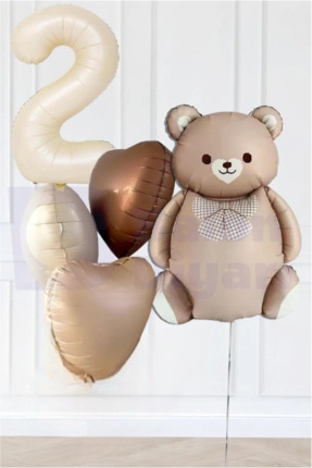 BALON DİYARI 2 Yaş Temalı Retro Ayıcıklı Doğum Günü Balon Seti