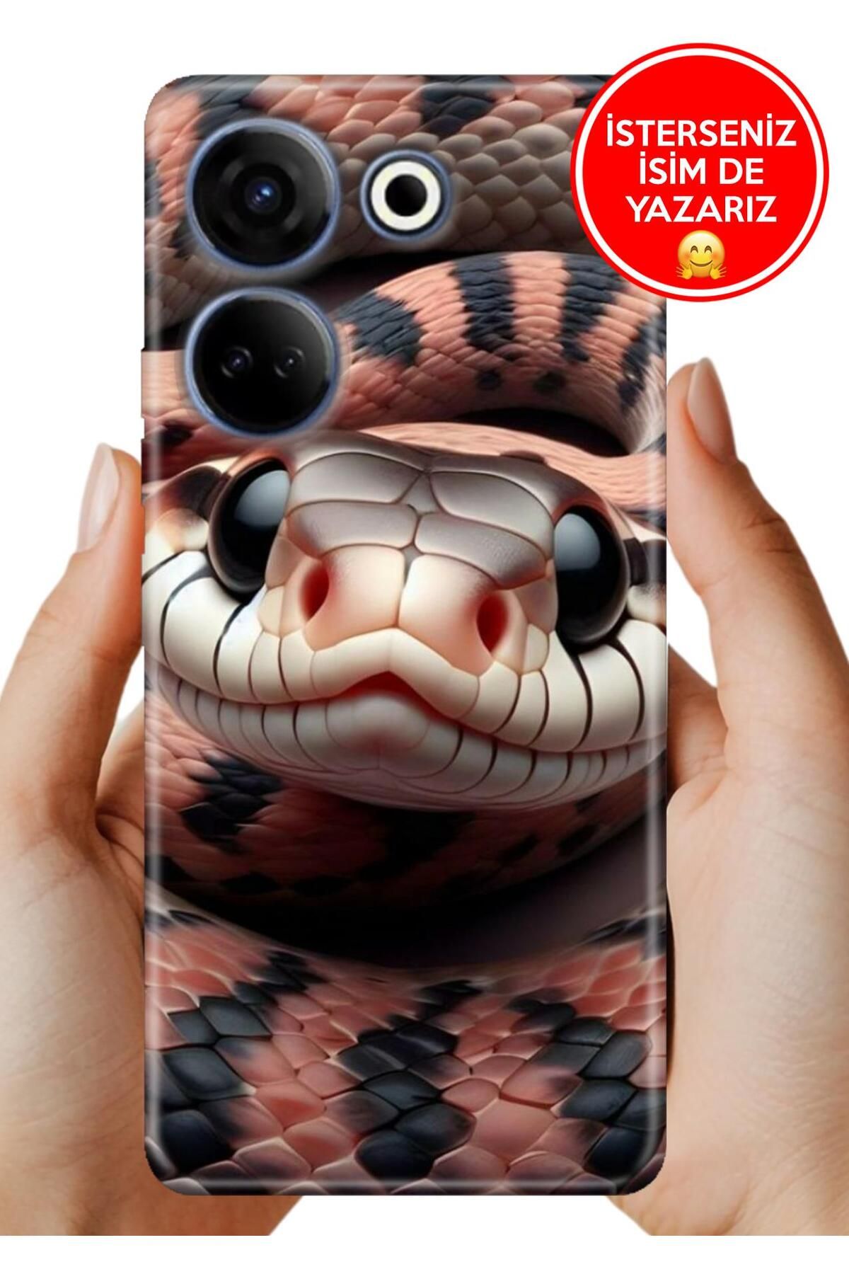 TECNO Camon 20 (CK6n) Kılıf Tam Rubber Esnek Silikon Full Koruma Snake Wall