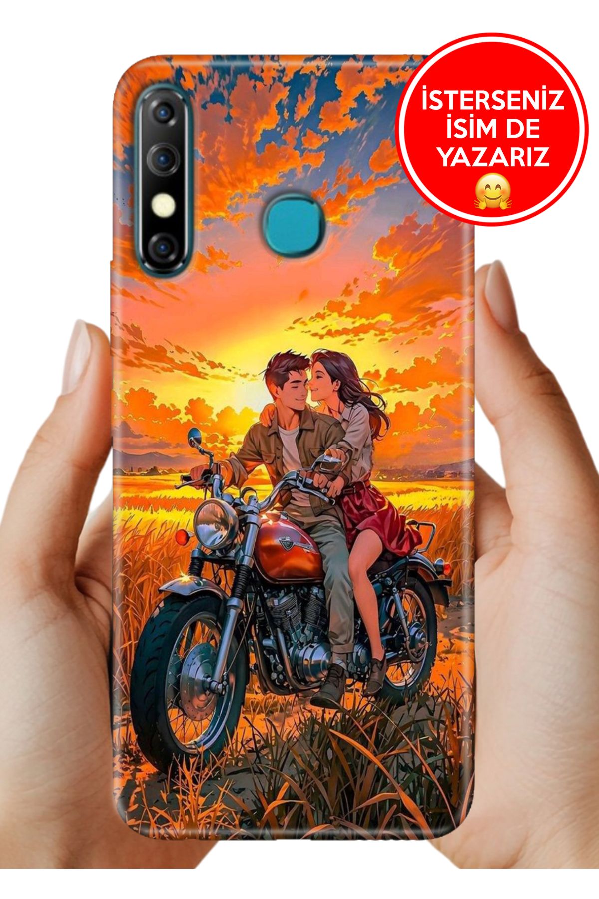 Cekuonline İnfinix Hot 8 Kılıf Tam Rubber Esnek Silikon Full Koruma Sevgilim ve Ben